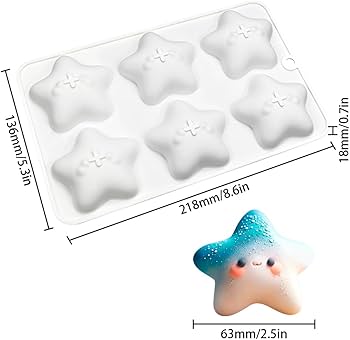 Cute 3D Star 6 Cavity Silicon Mould 1Pc