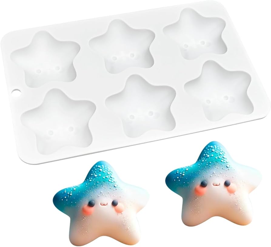 Cute 3D Star 6 Cavity Silicon Mould 1Pc