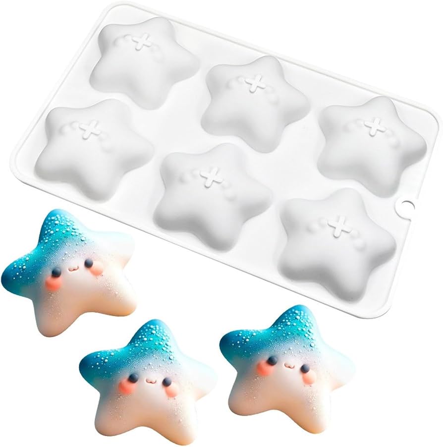 Cute 3D Star 6 Cavity Silicon Mould 1Pc