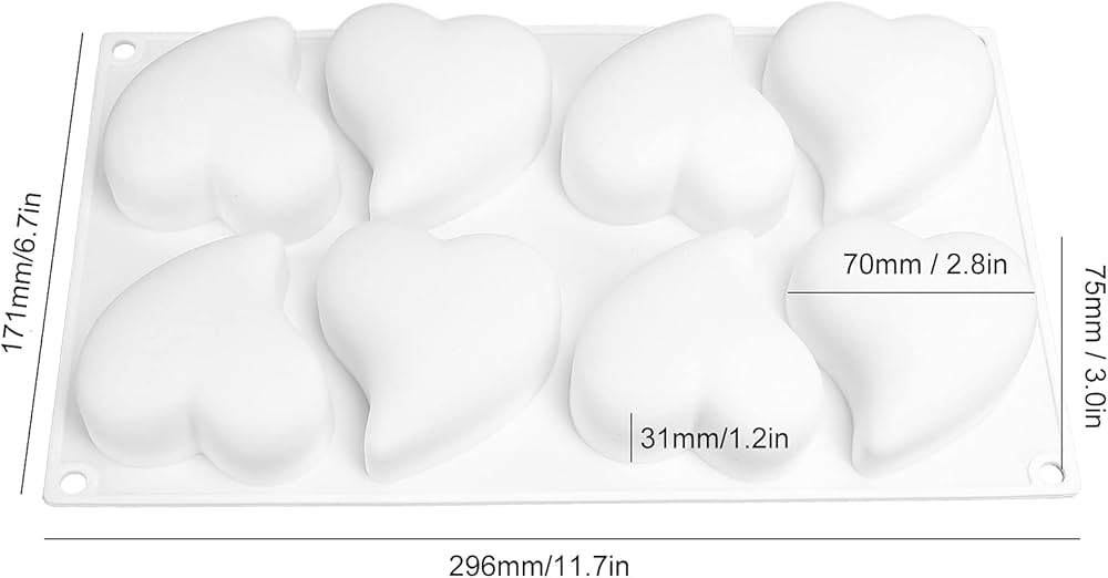 Curvy 3D Heart 8 Cavity Silicon Mould 1Pc