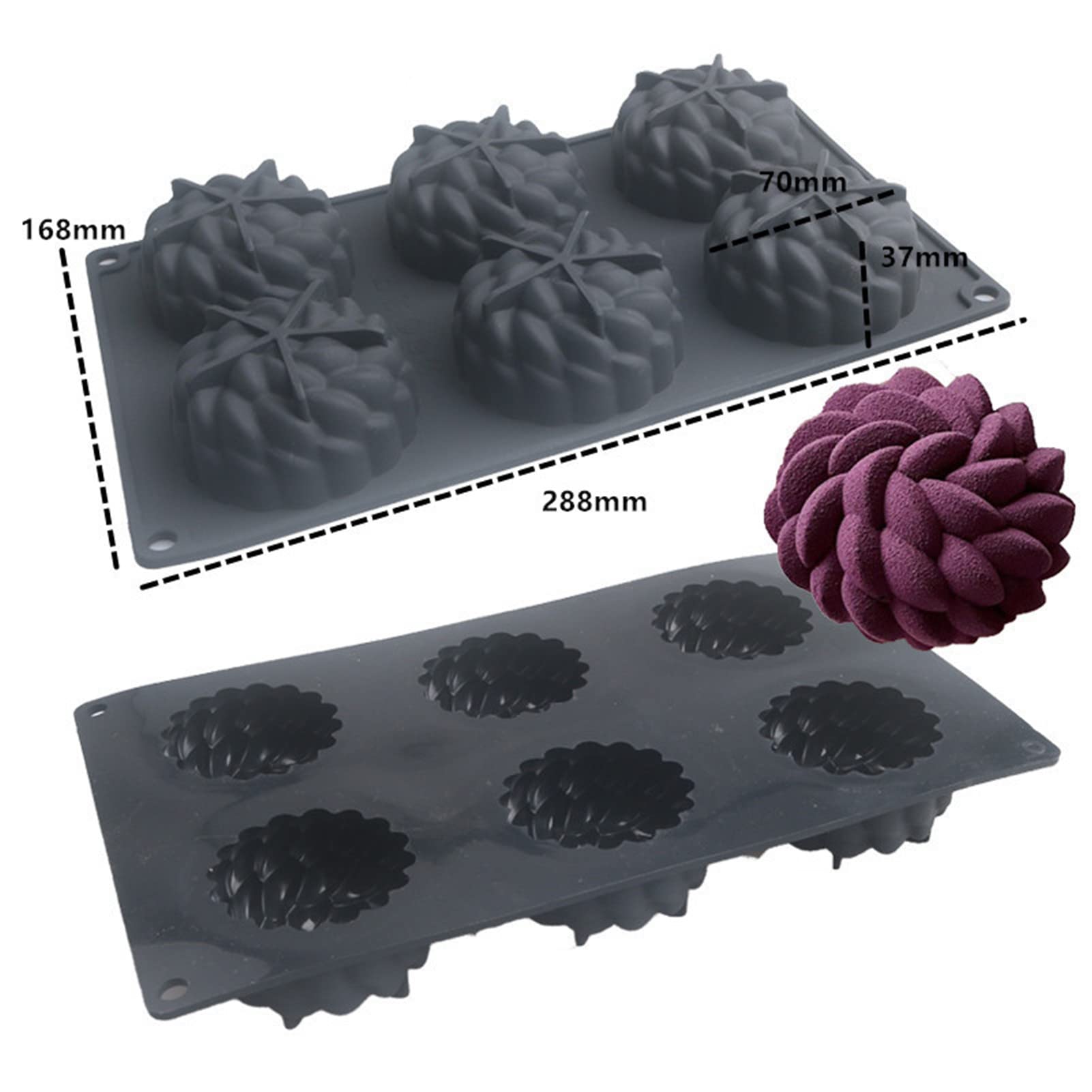 Succulent Flower 6 Cavity Silicon Mould 1Pc