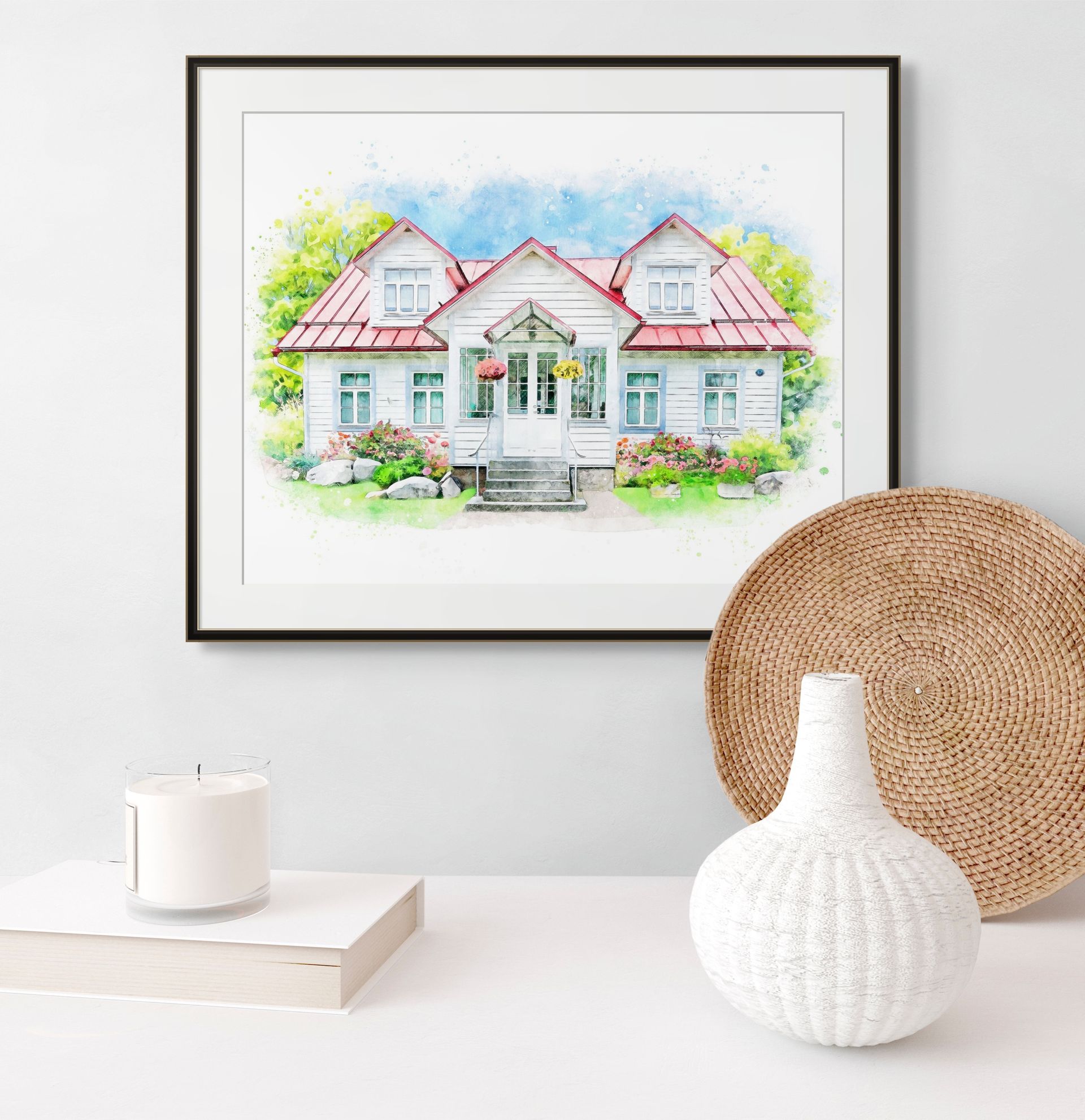 Ink and Watercolour Sketch House Portrait 