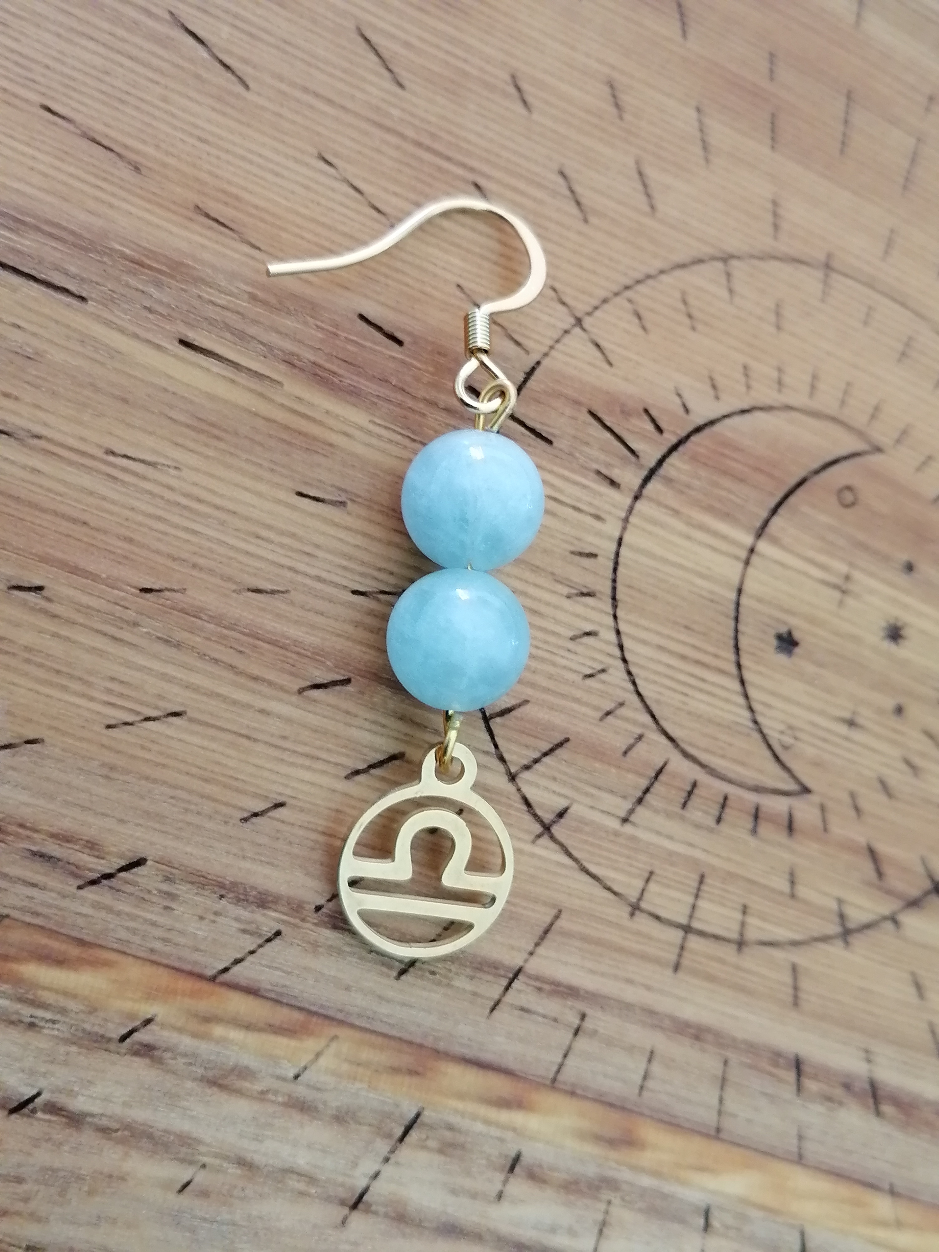 Boucles d'oreilles "balance" en aigue-marine 