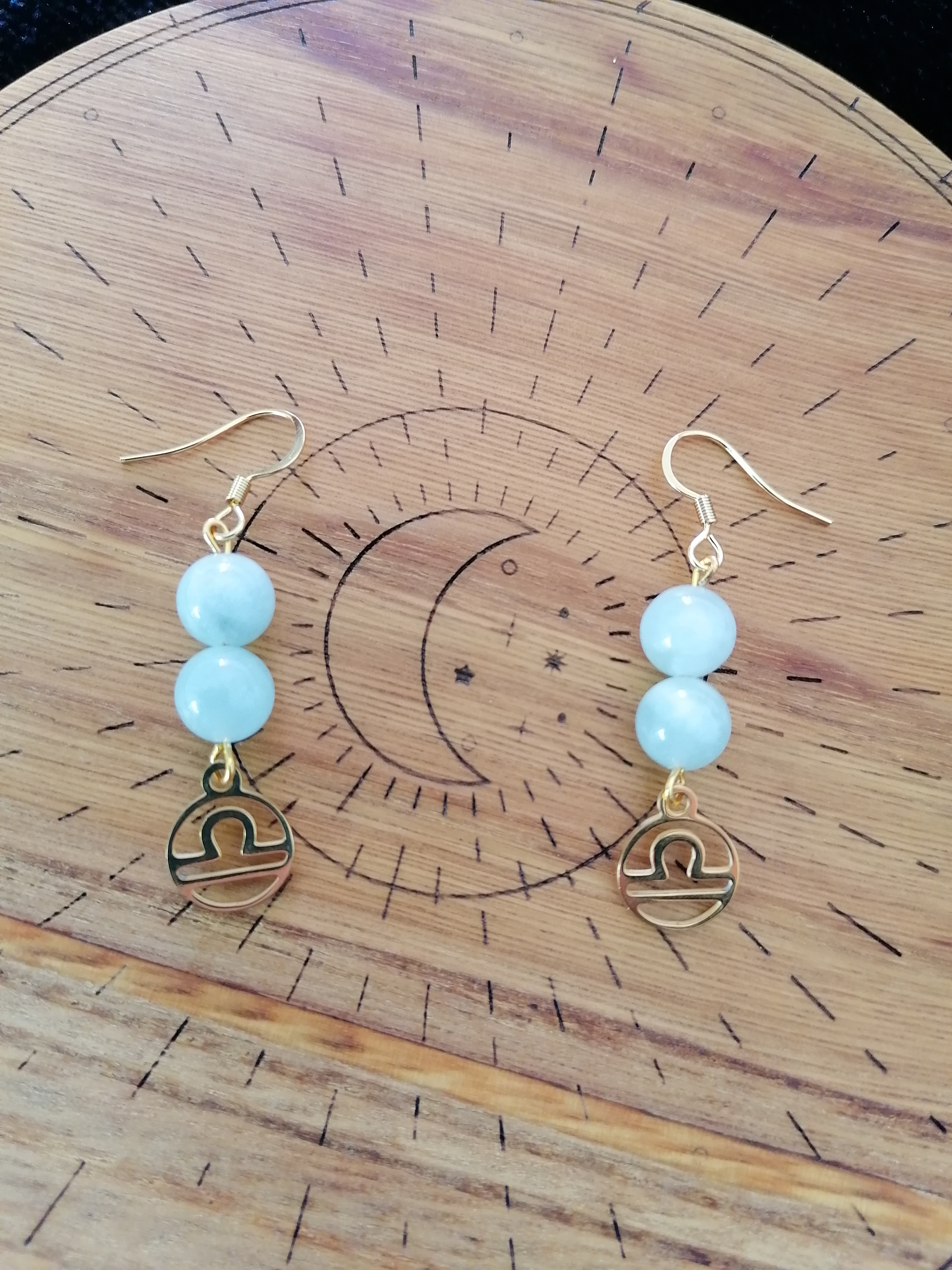 Boucles d'oreilles "balance" en aigue-marine 