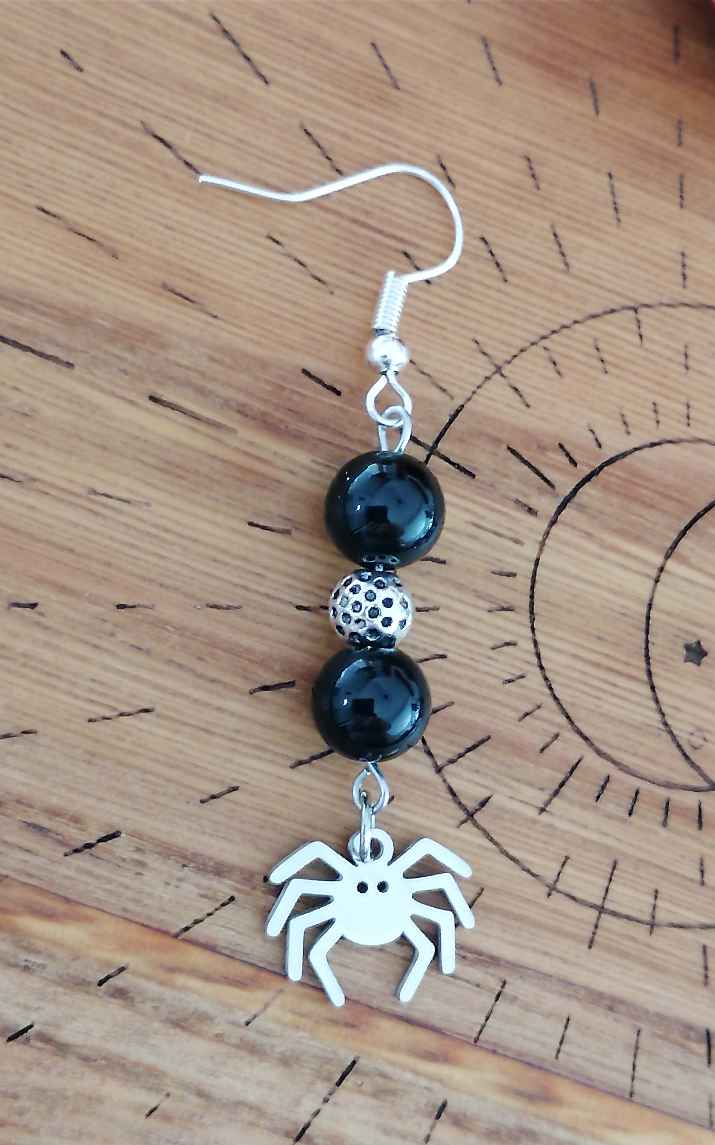 Boucles d'oreilles "araignée" en obsidienne œil céleste 