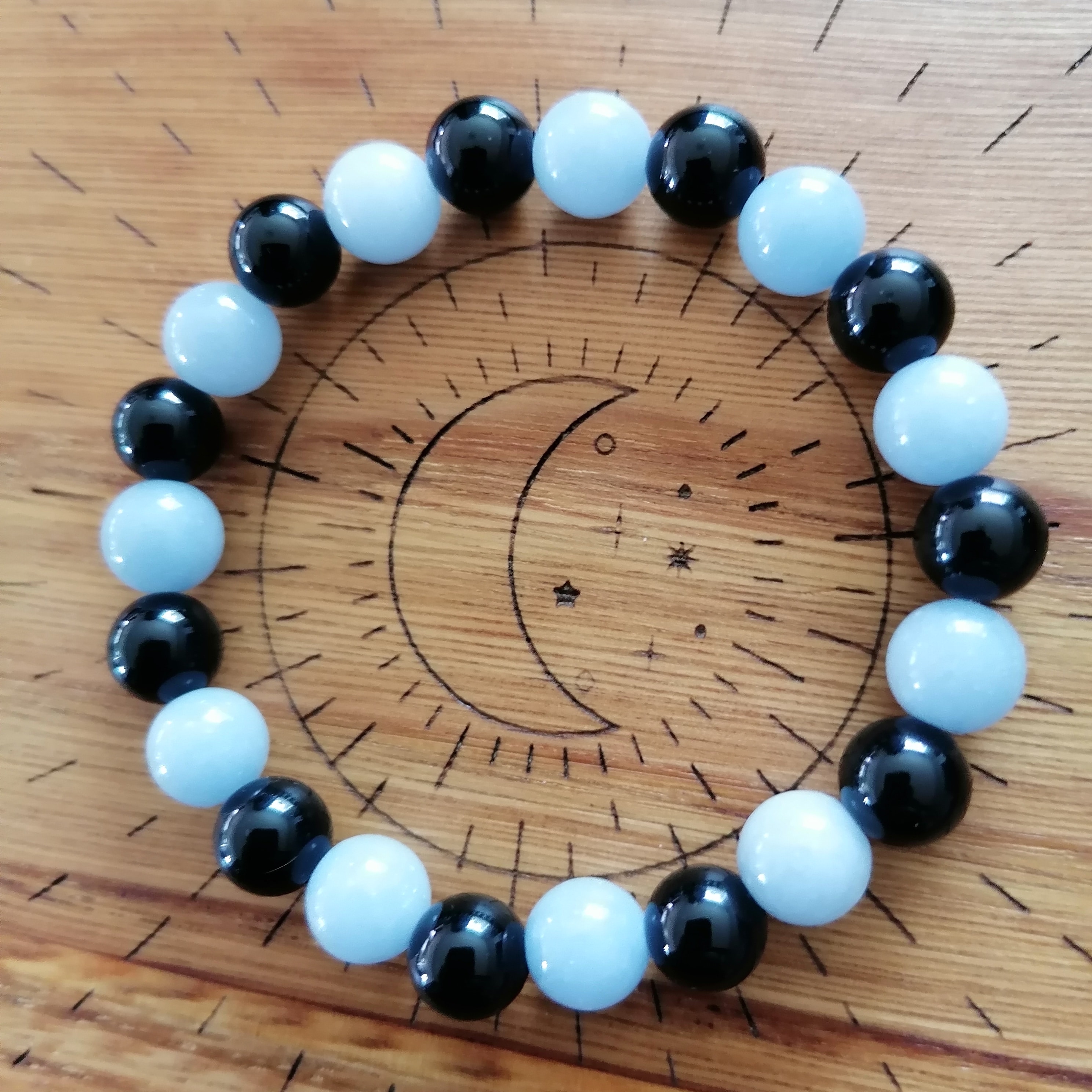 Bracelet "protection et courage" en onyx et angélite