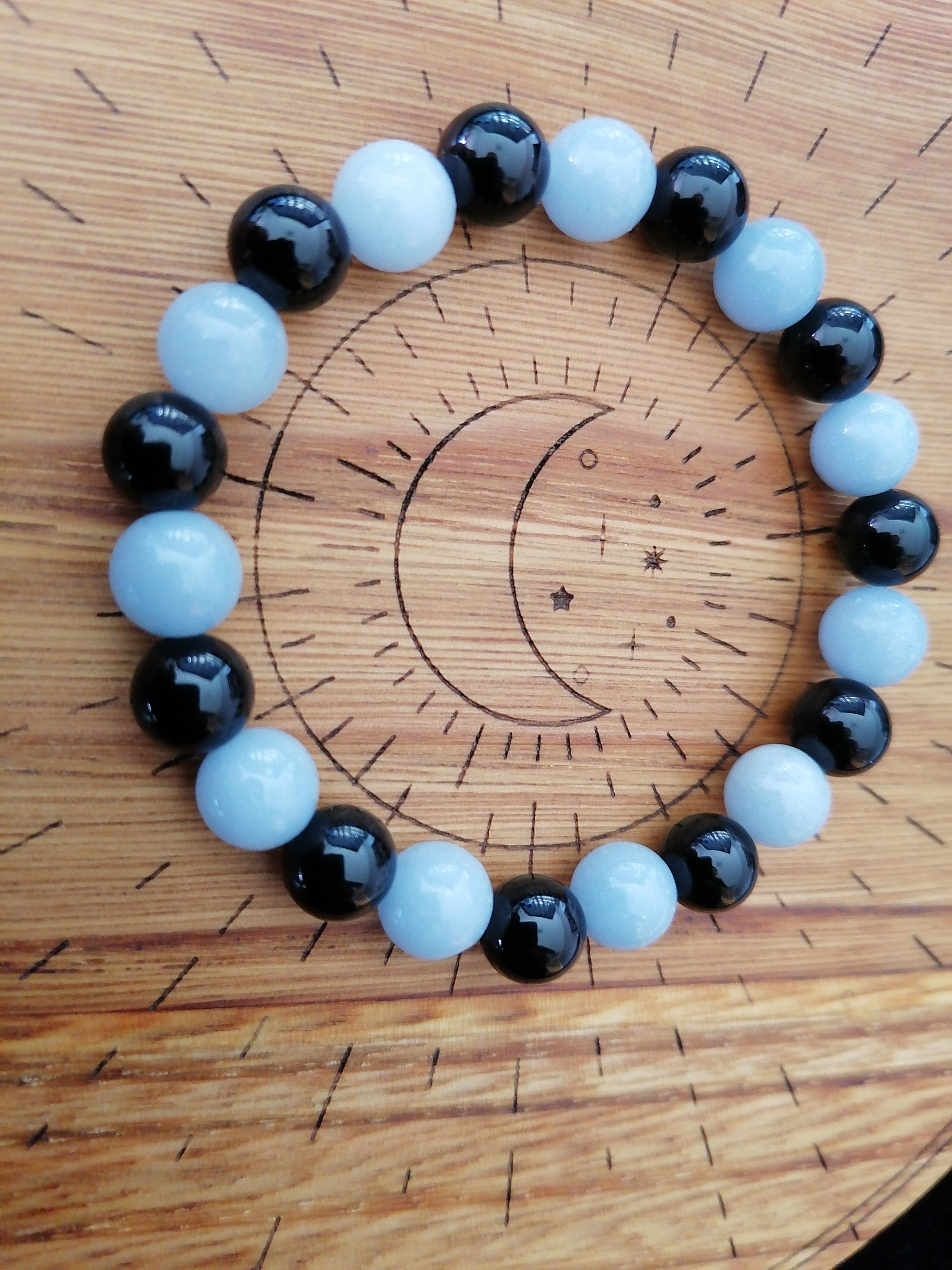 Bracelet "protection et courage" en onyx et angélite