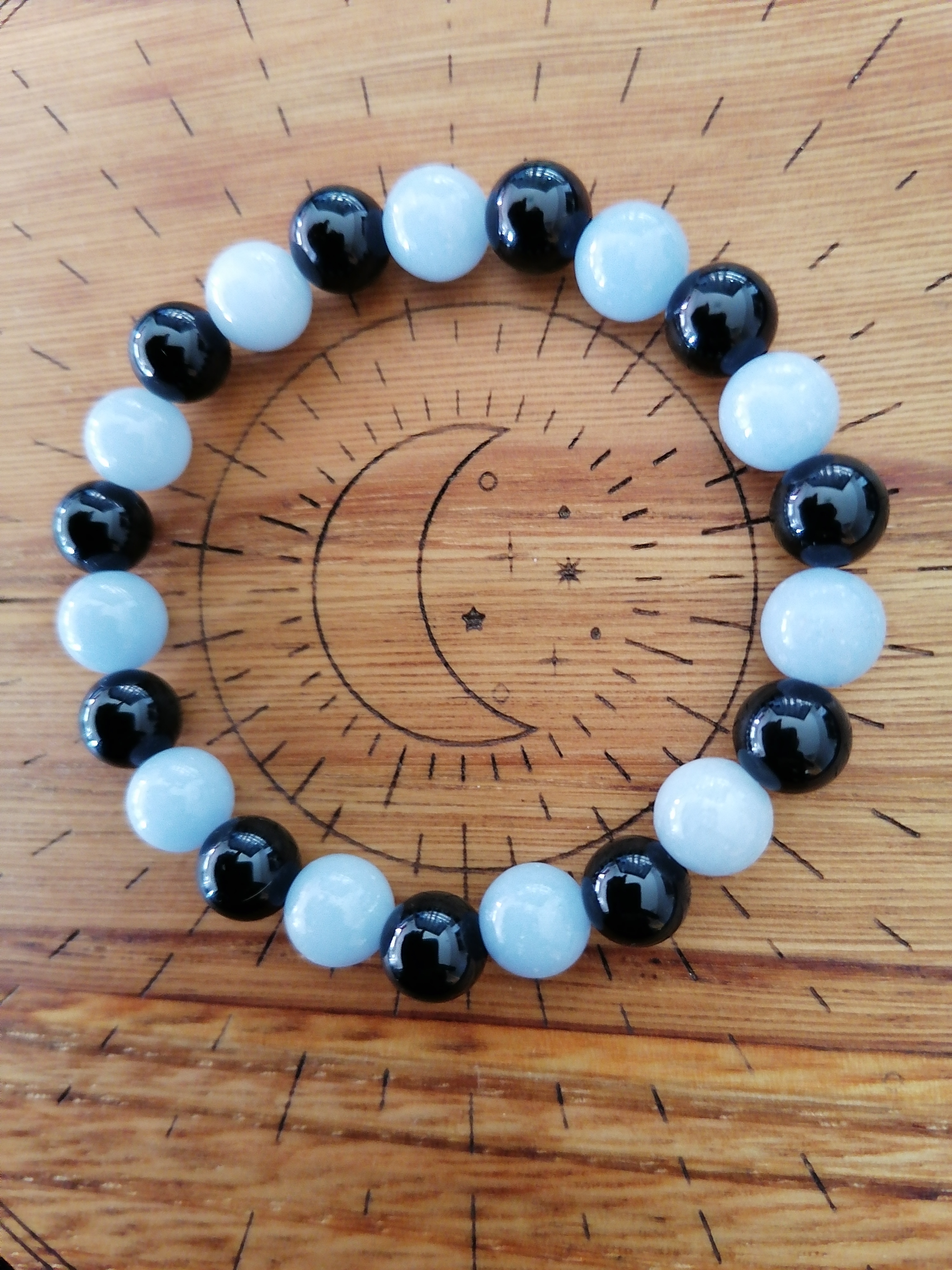 Bracelet "protection et courage" en onyx et angélite