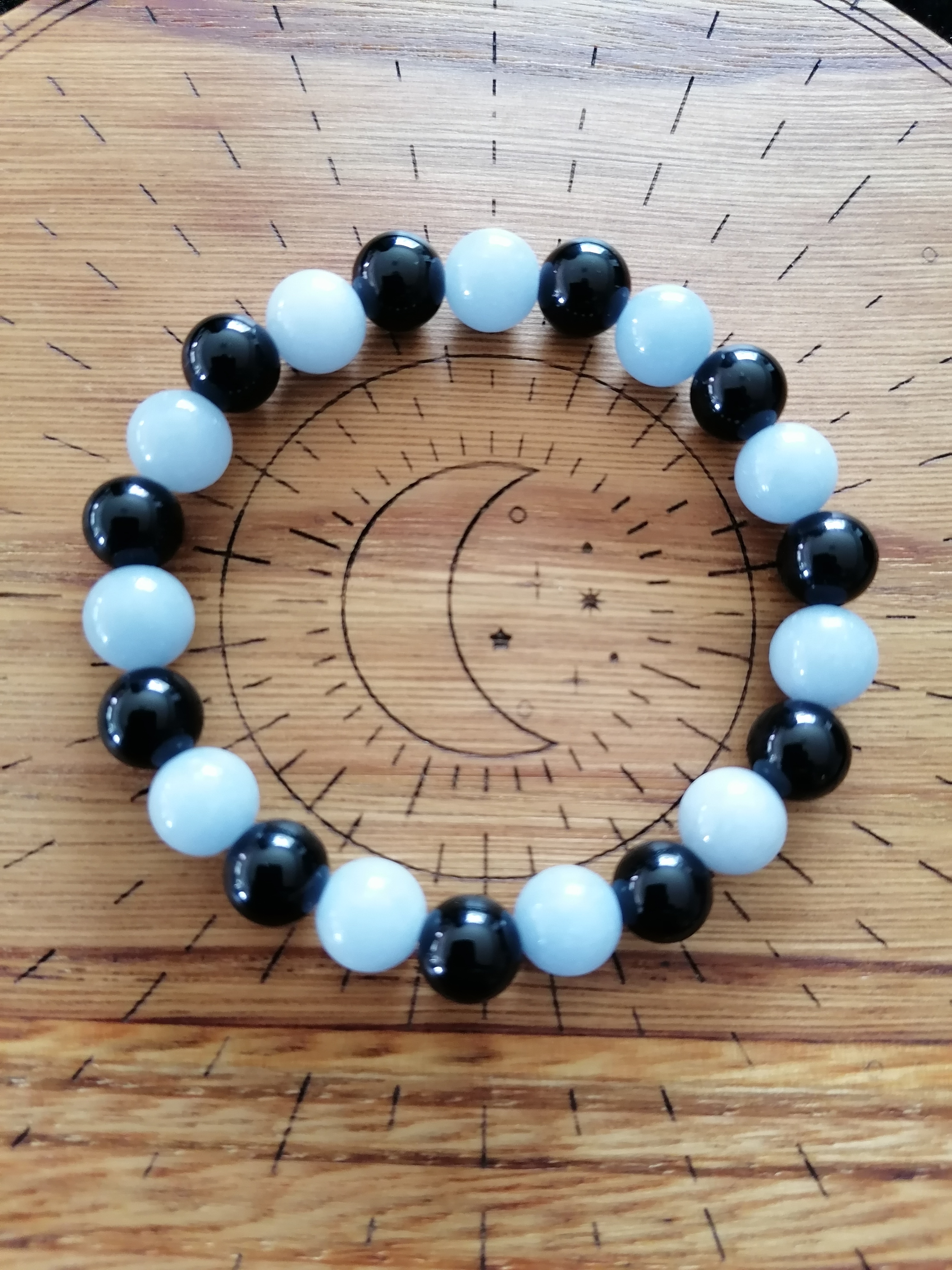 Bracelet "protection et courage" en onyx et angélite