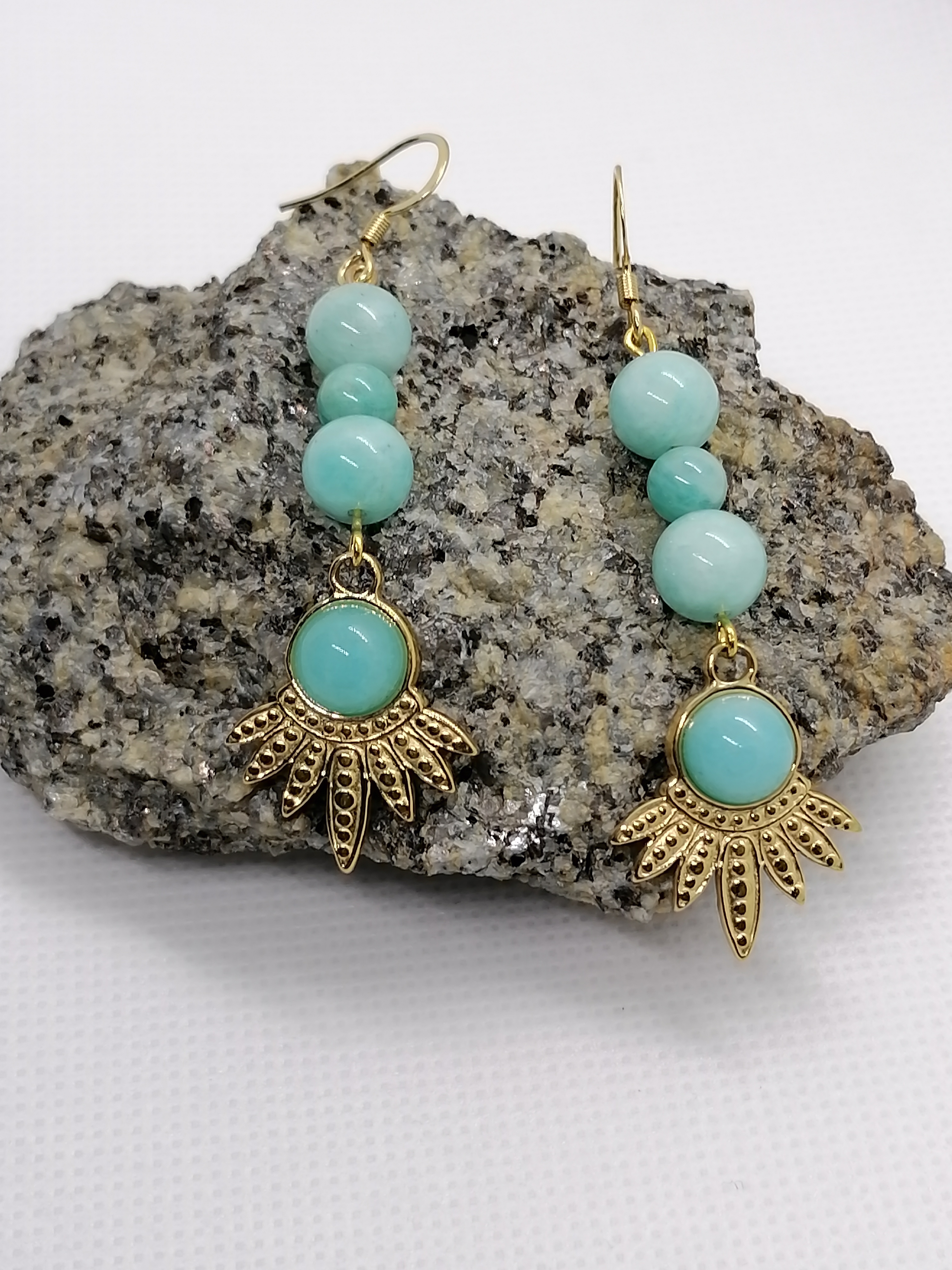 Boucles d'oreilles "soleil" en amazonite