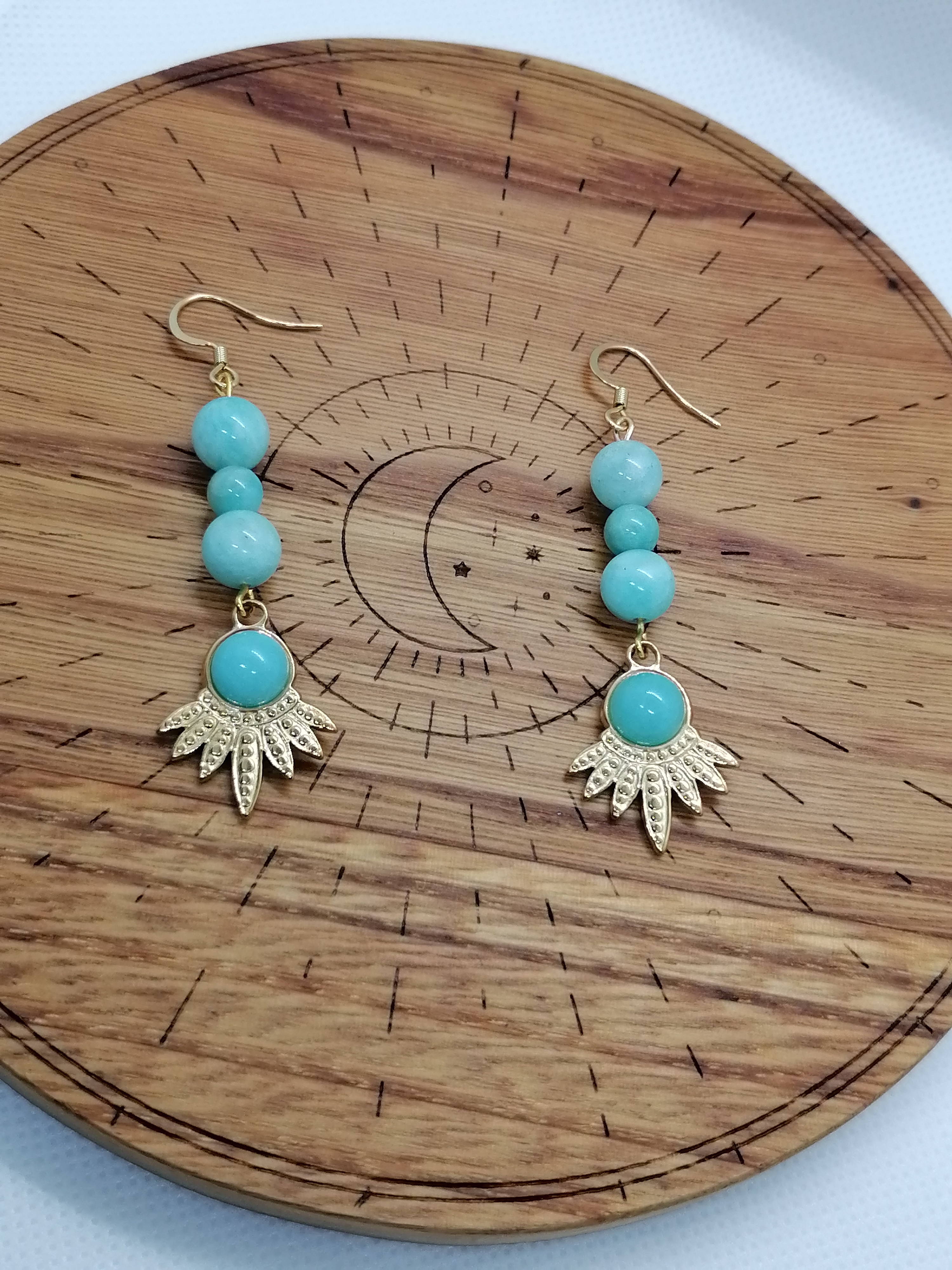 Boucles d'oreilles "soleil" en amazonite