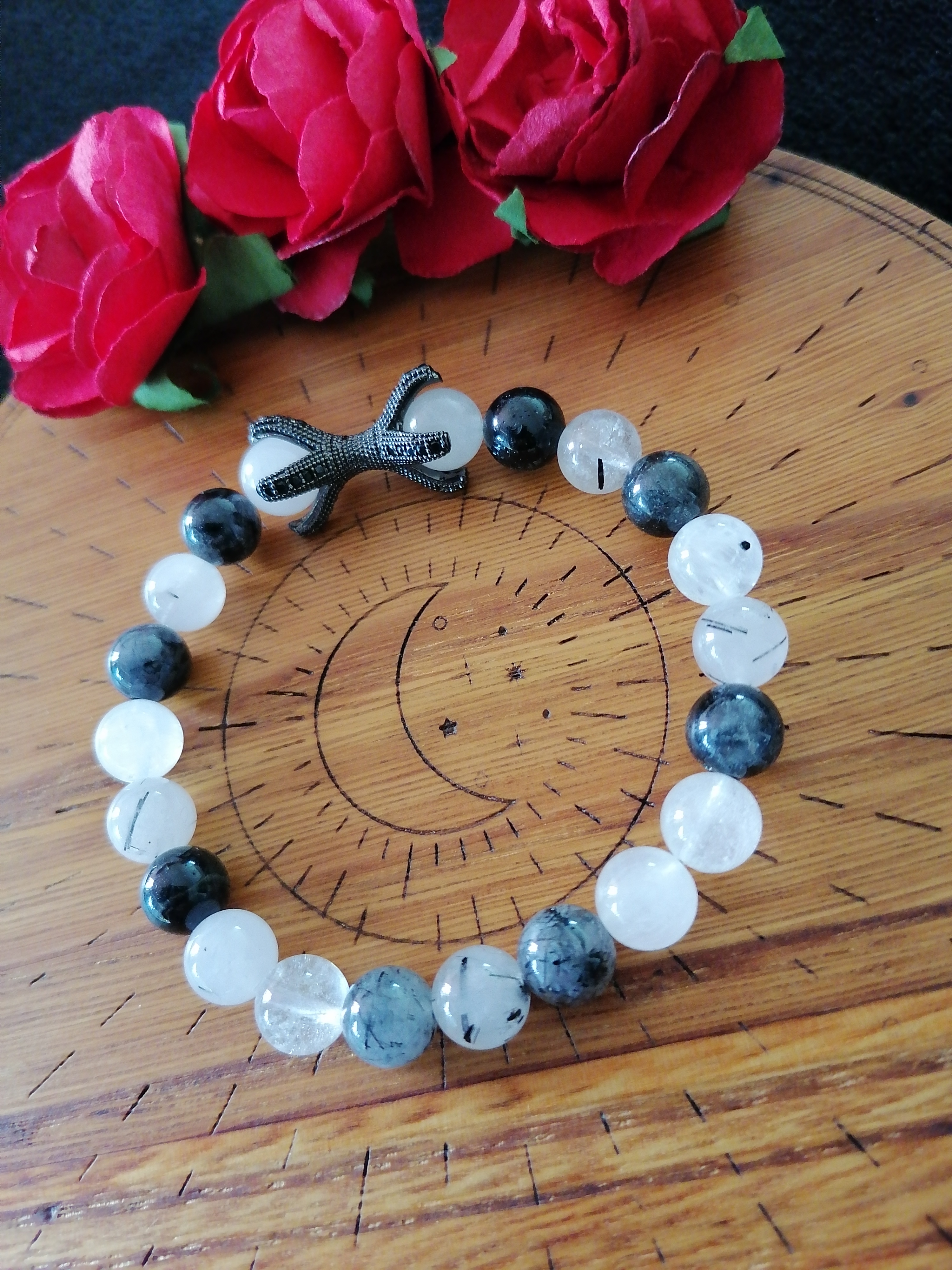 Bracelet "griffe de rapace" en quartz tourmaline