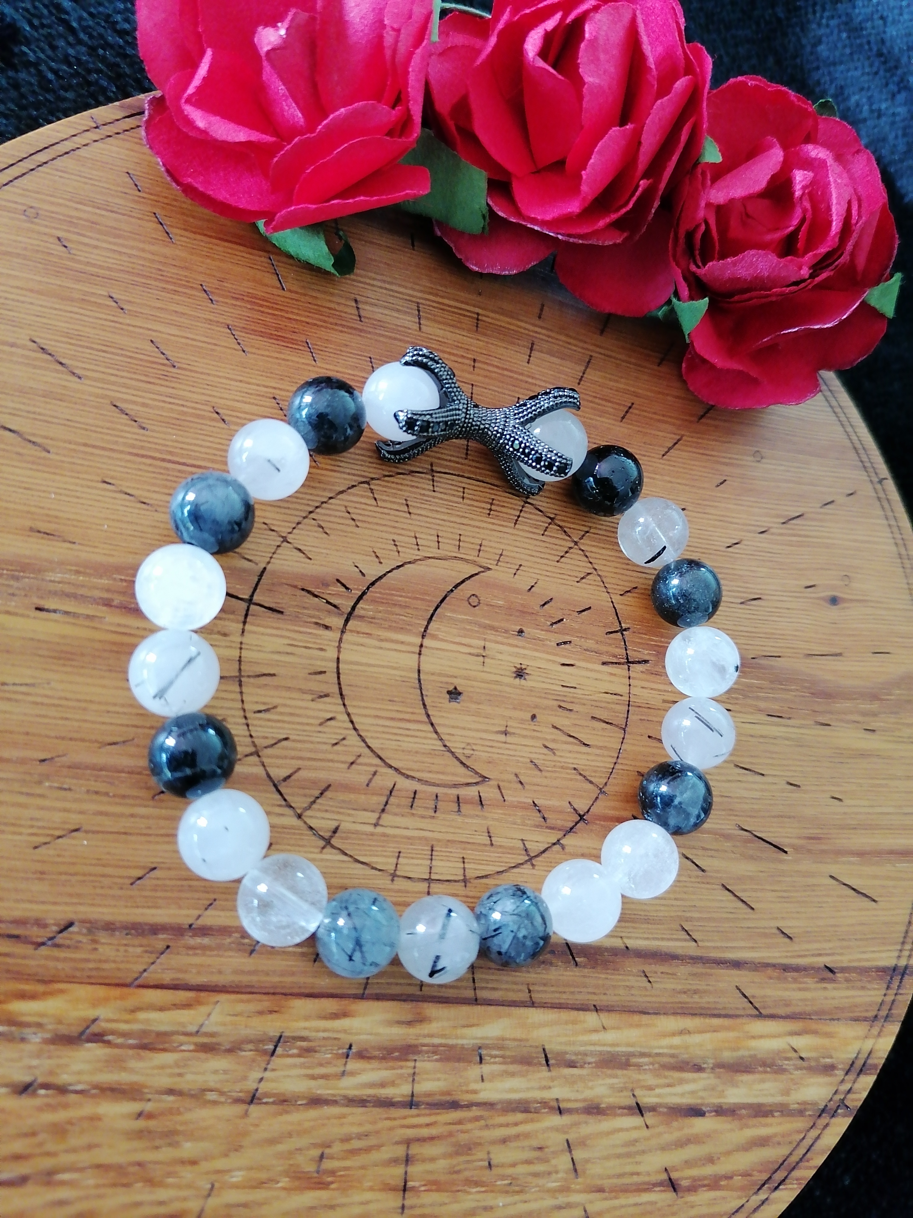 Bracelet "griffe de rapace" en quartz tourmaline