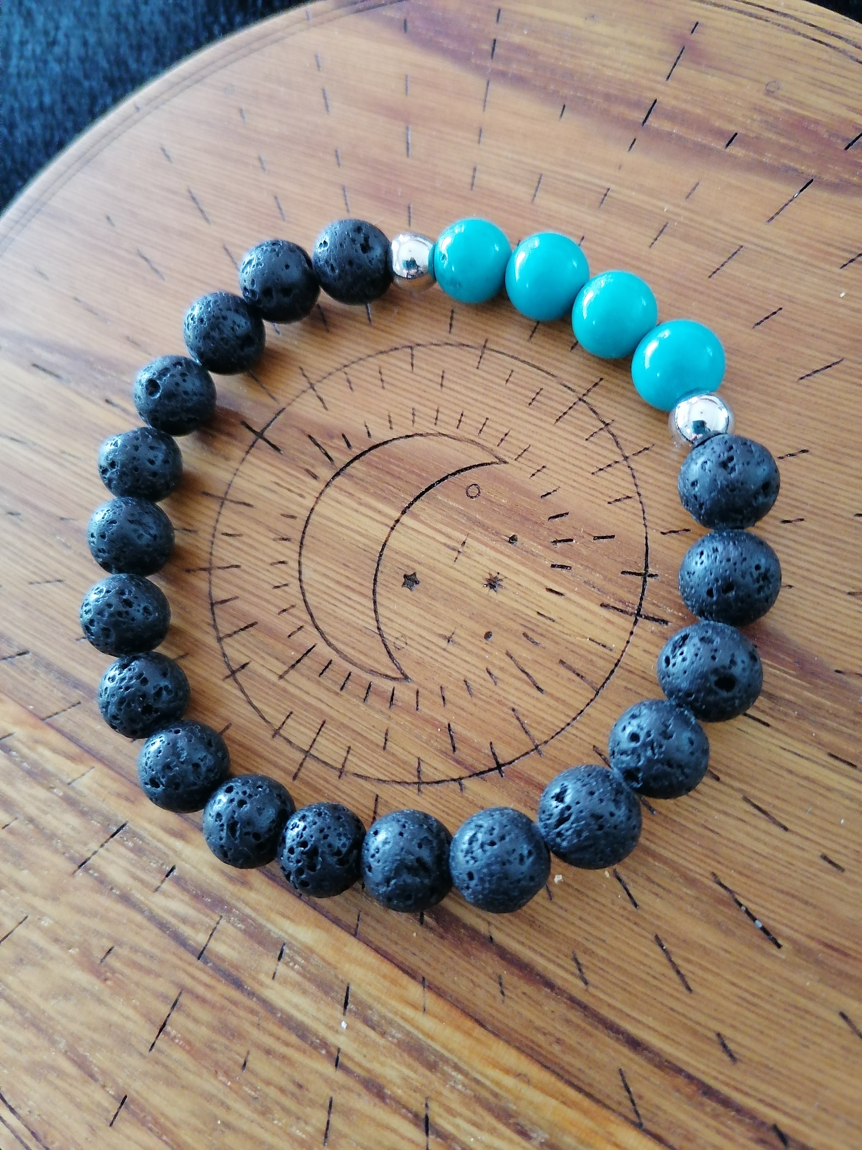  Bracelet "vitalité et confiance en soi" en lave et turquoise