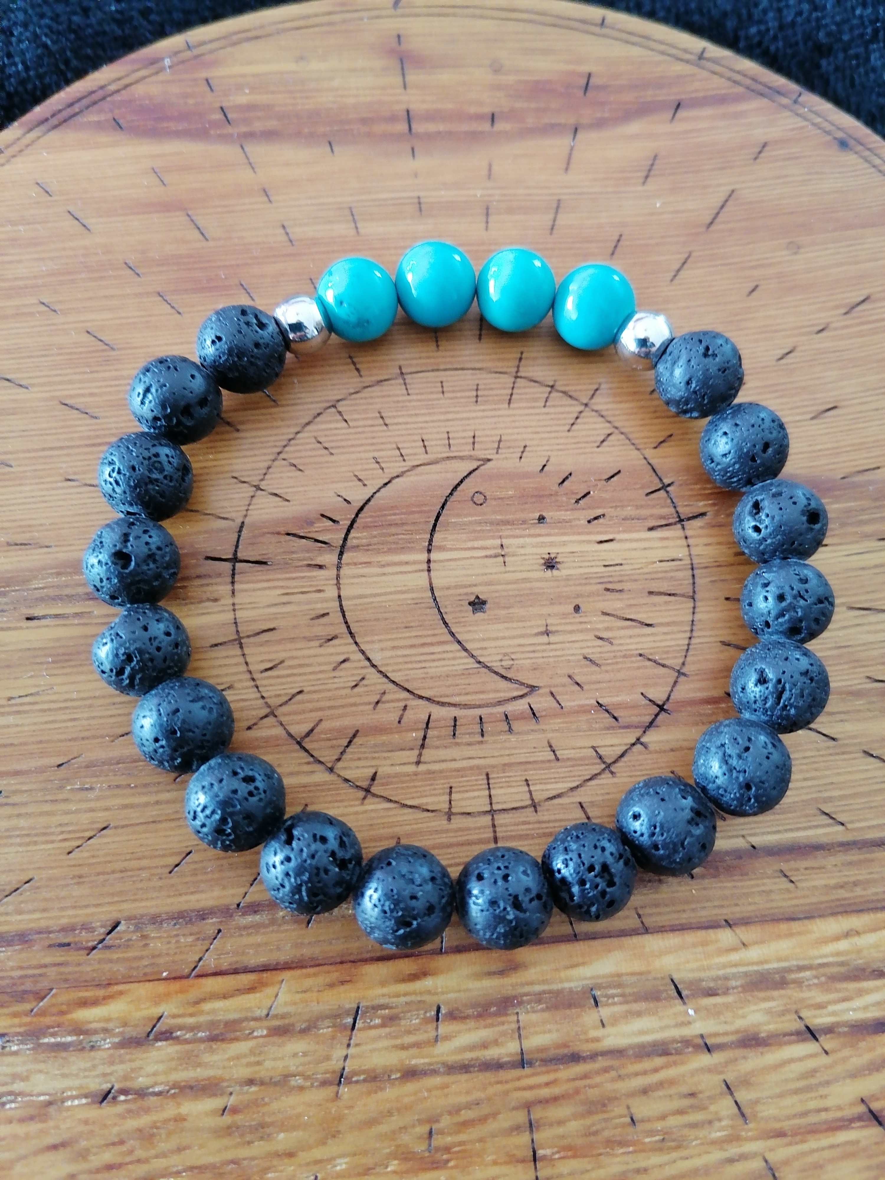  Bracelet "vitalité et confiance en soi" en lave et turquoise