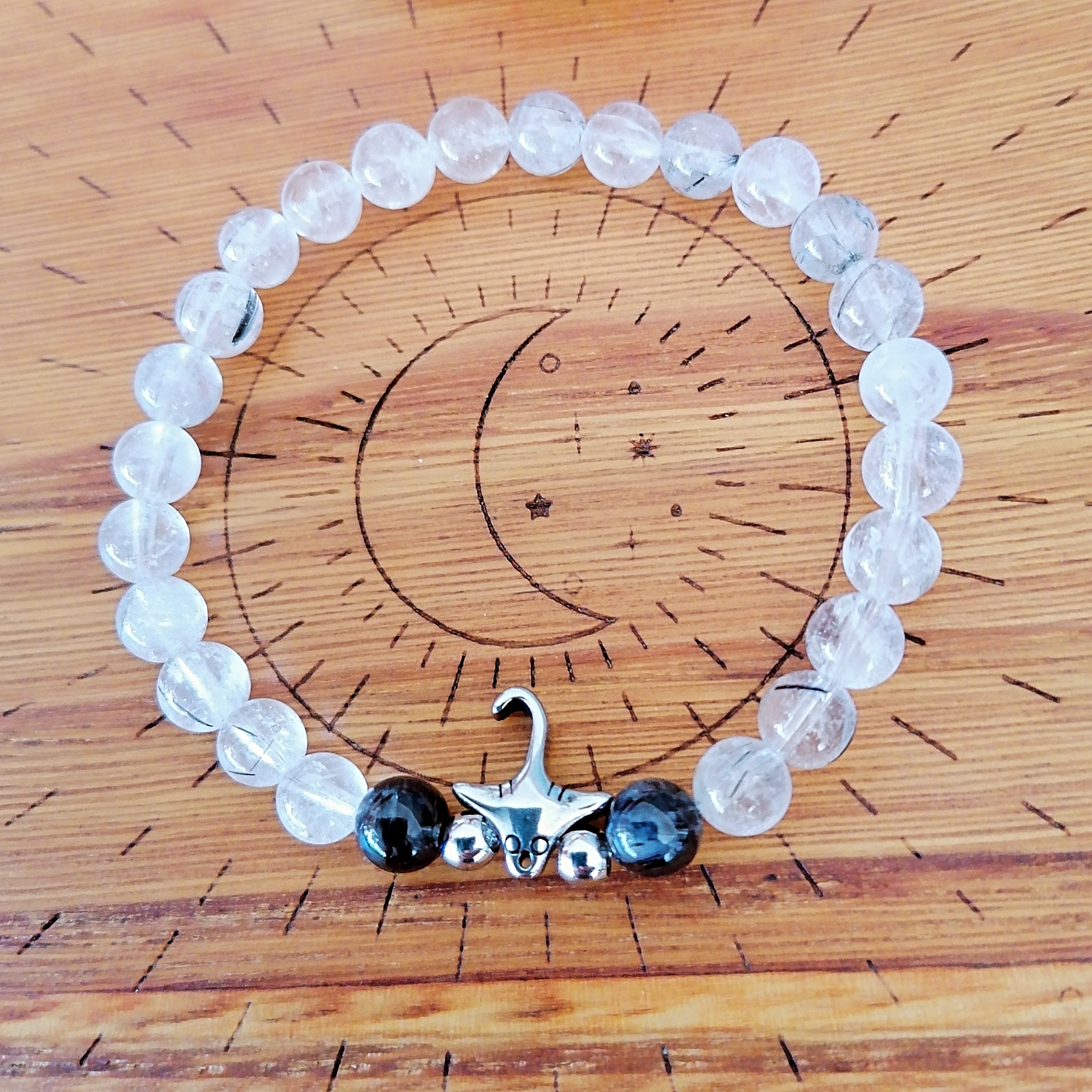 Bracelet "raie manta" en quartz tourmaline