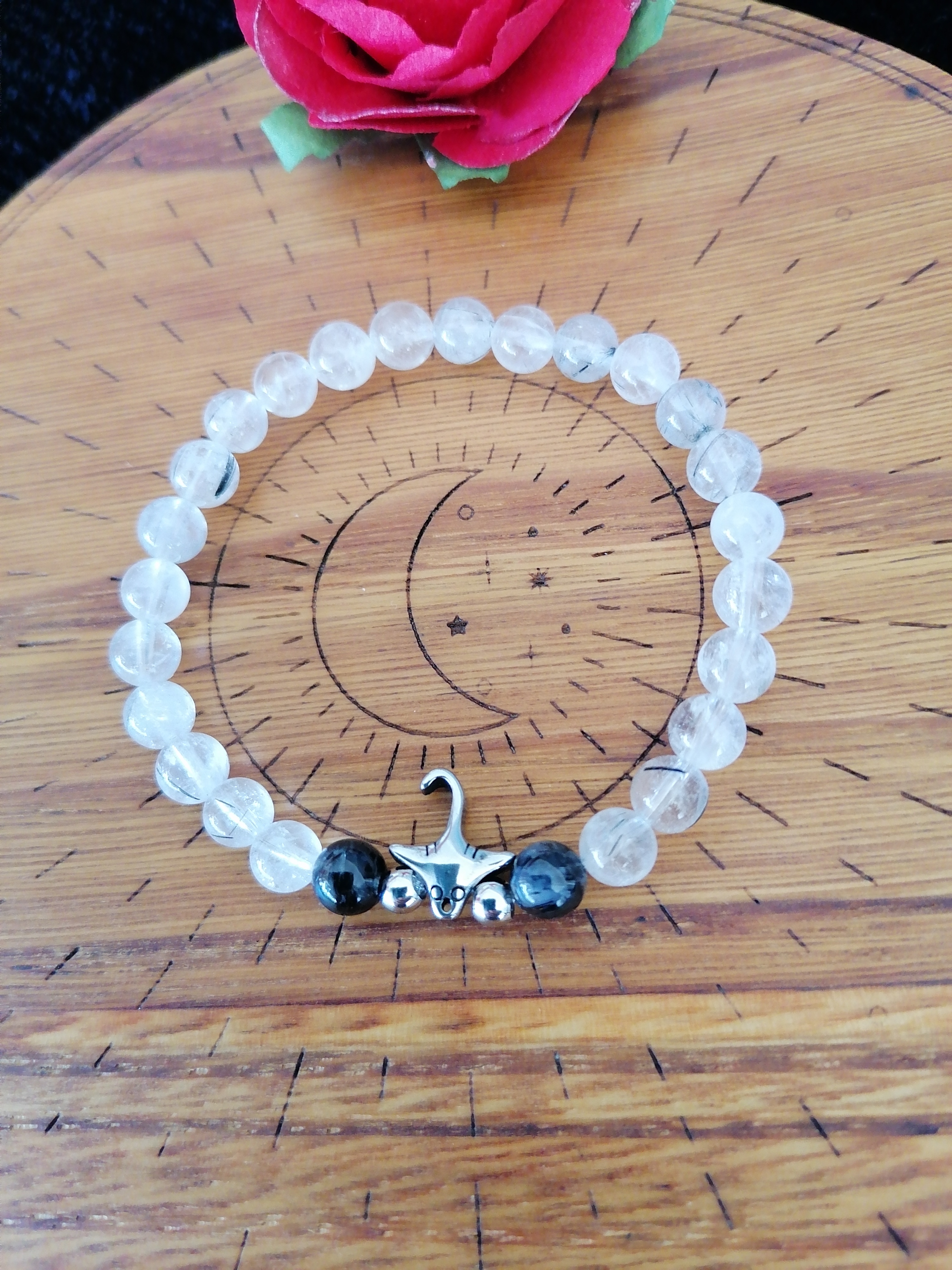 Bracelet "raie manta" en quartz tourmaline