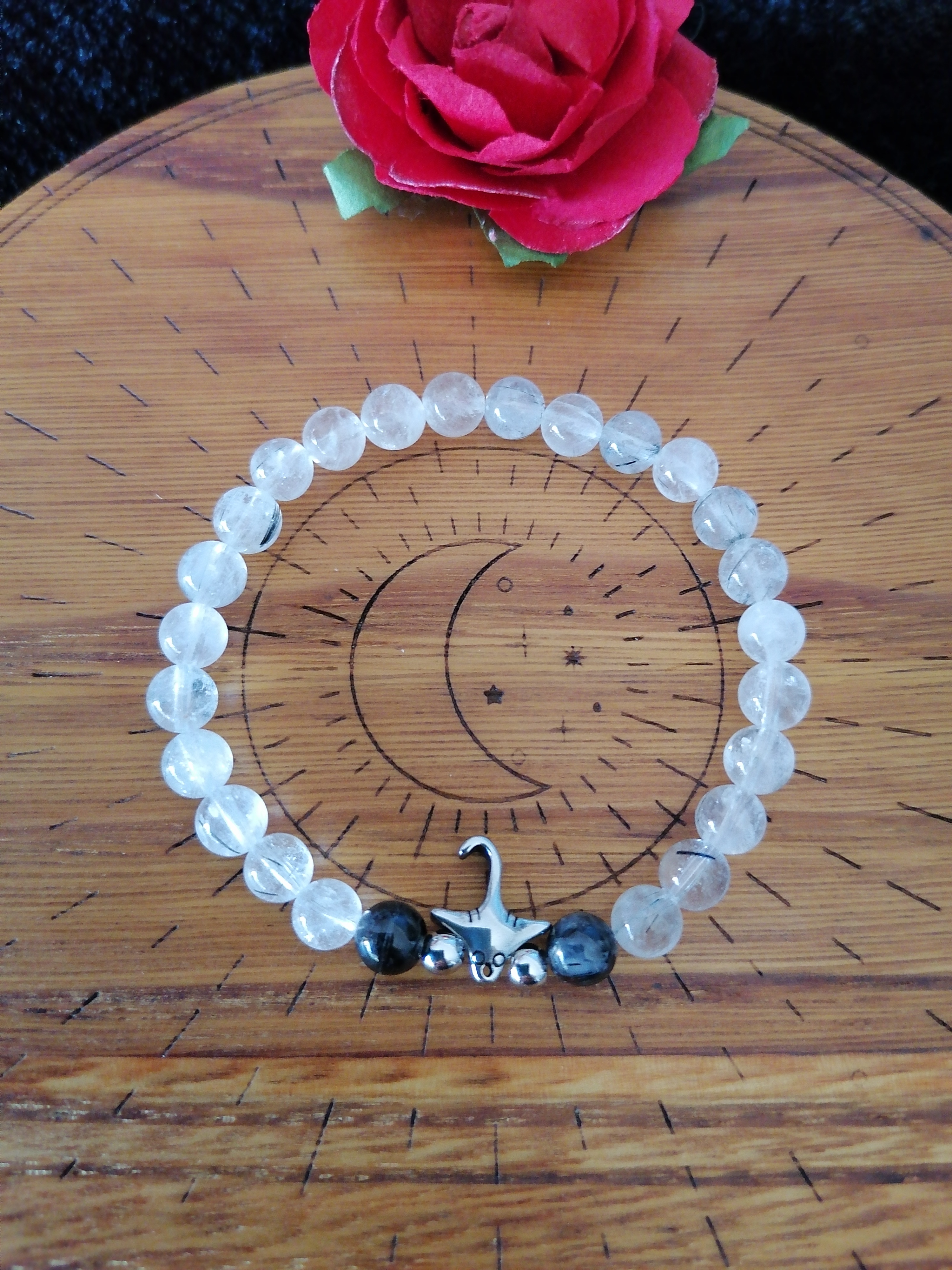 Bracelet "raie manta" en quartz tourmaline