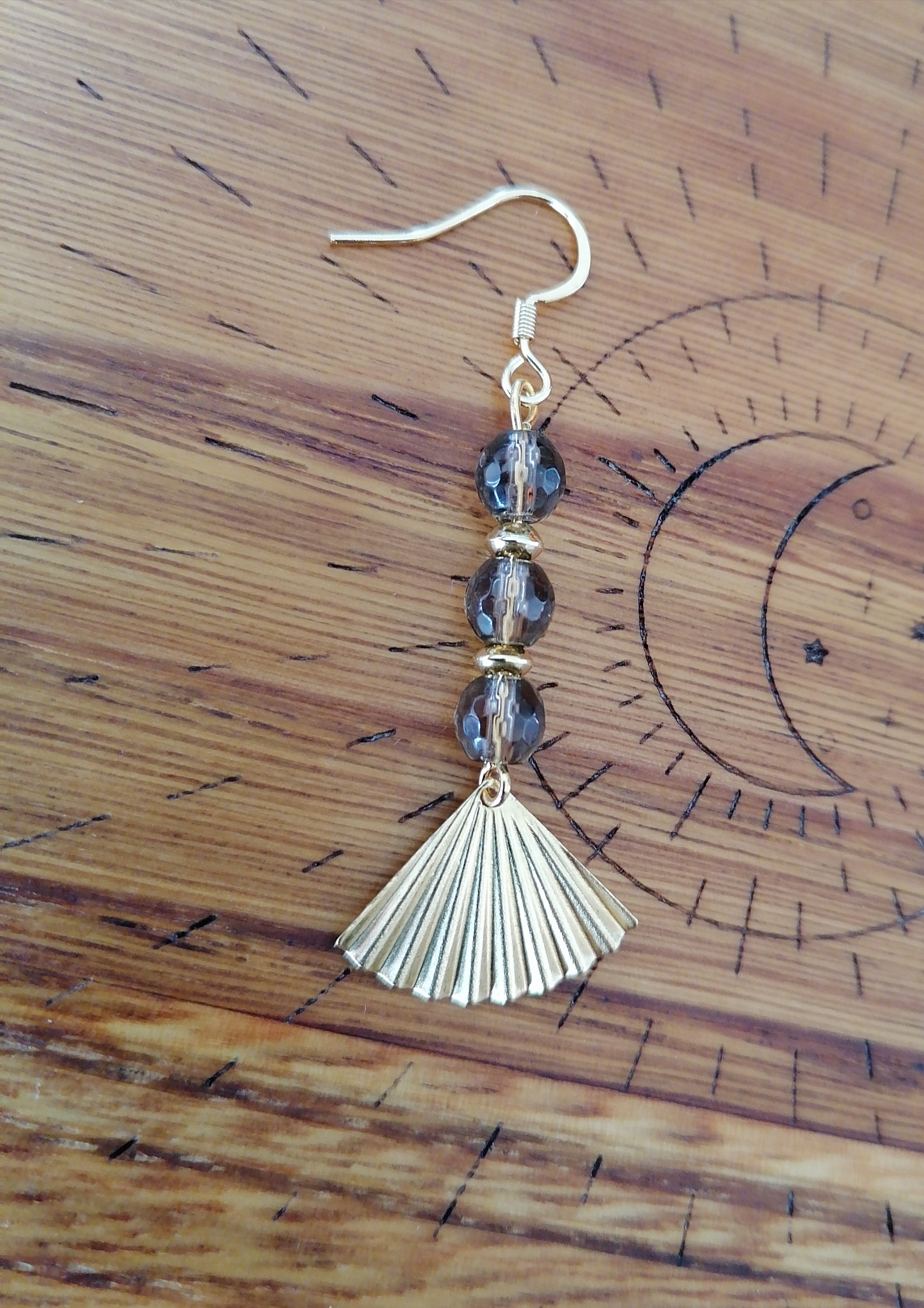 Boucles d'oreilles "vitalité et stabilité" en quartz fumé