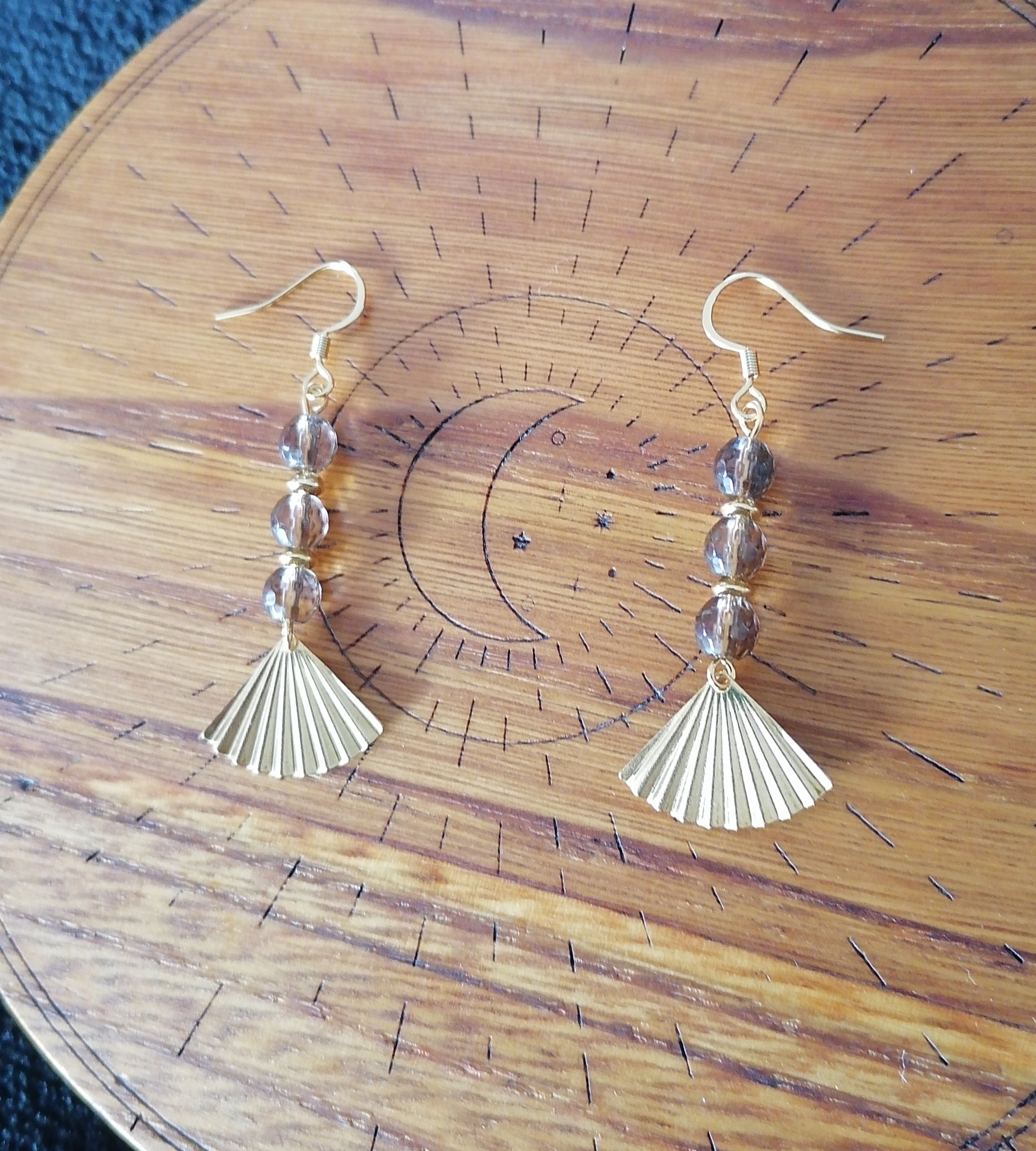 Boucles d'oreilles "vitalité et stabilité" en quartz fumé