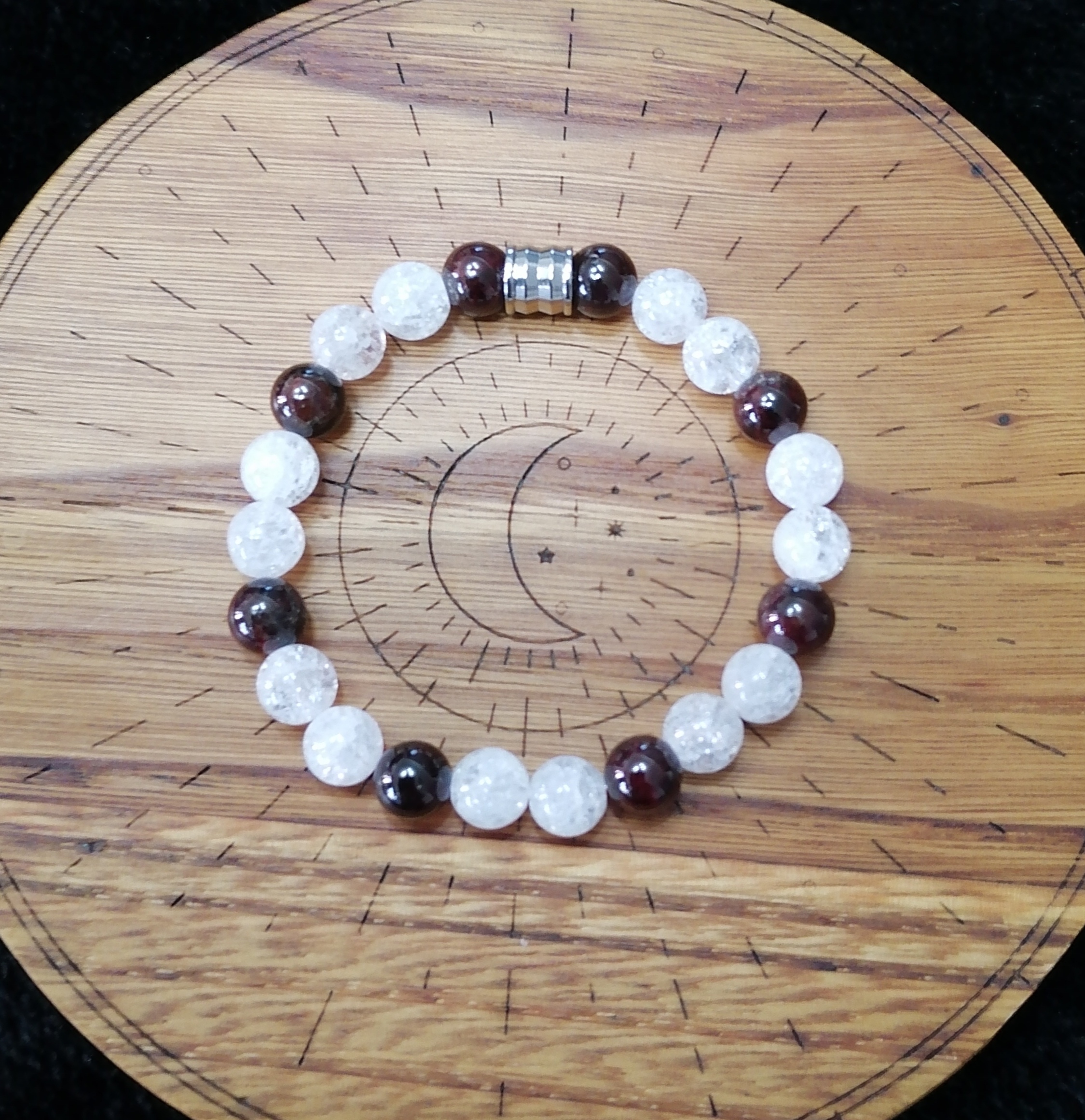Bracelet "énergie et courage" en grenat et cristal de roche