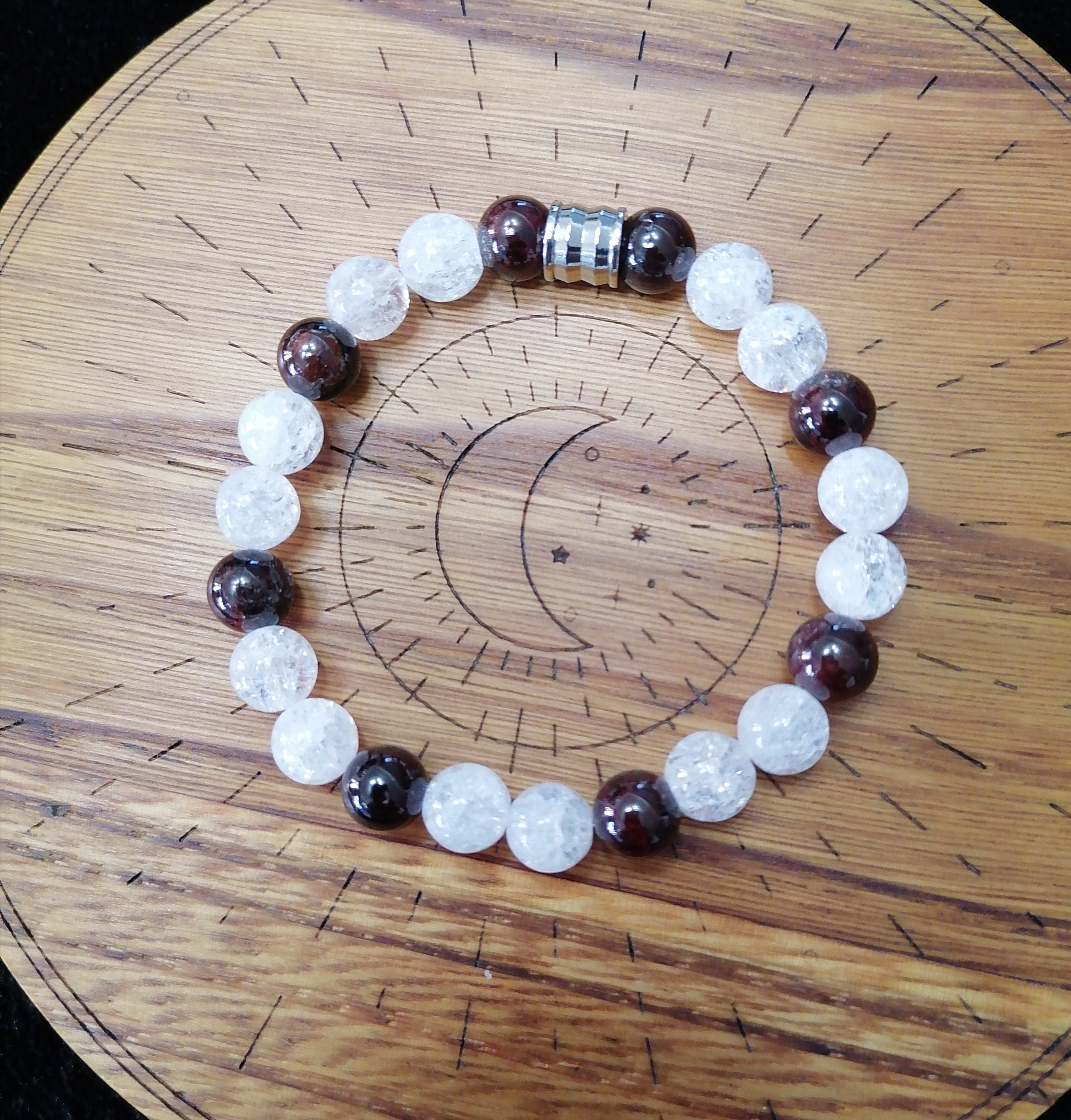 Bracelet "énergie et courage" en grenat et cristal de roche