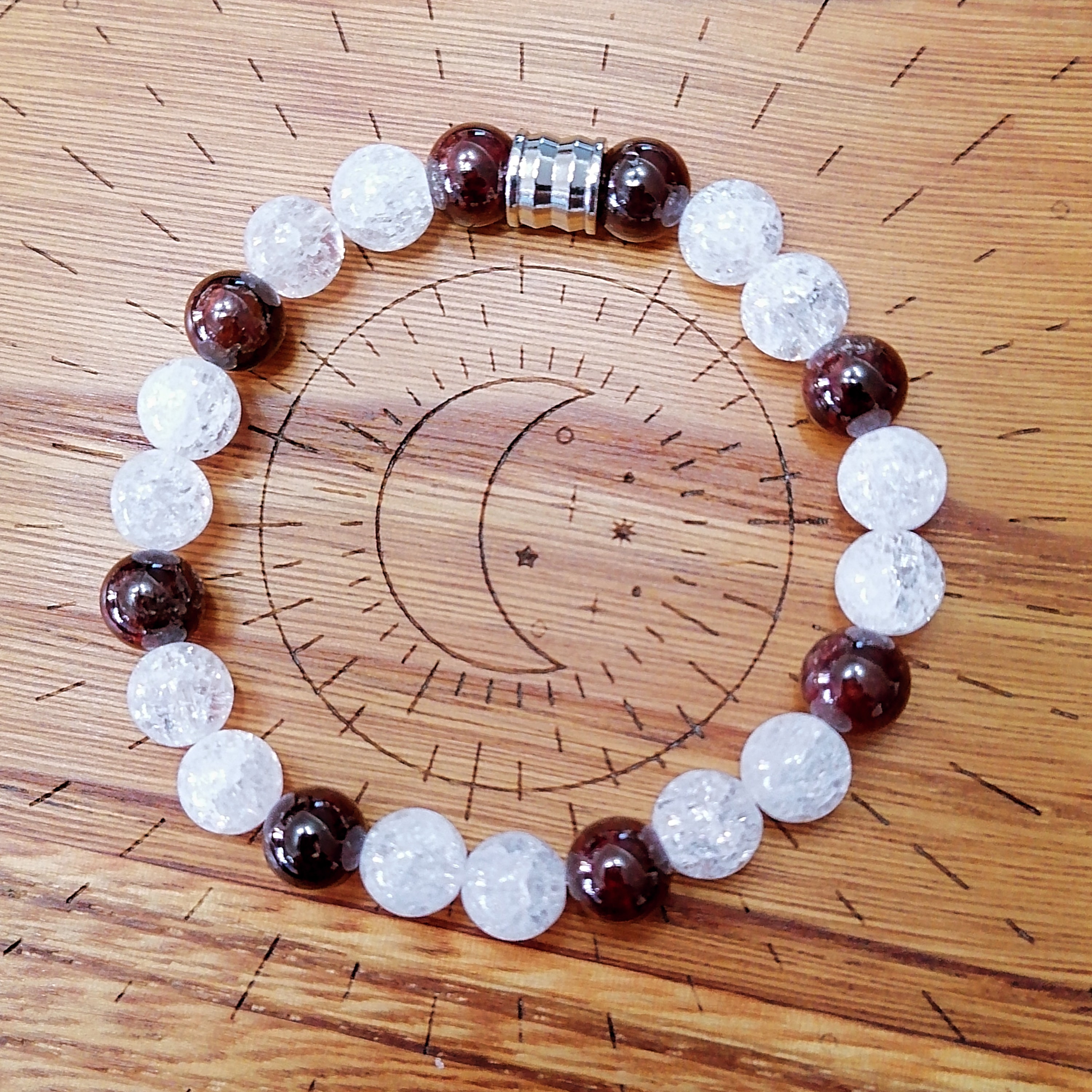 Bracelet "énergie et courage" en grenat et cristal de roche