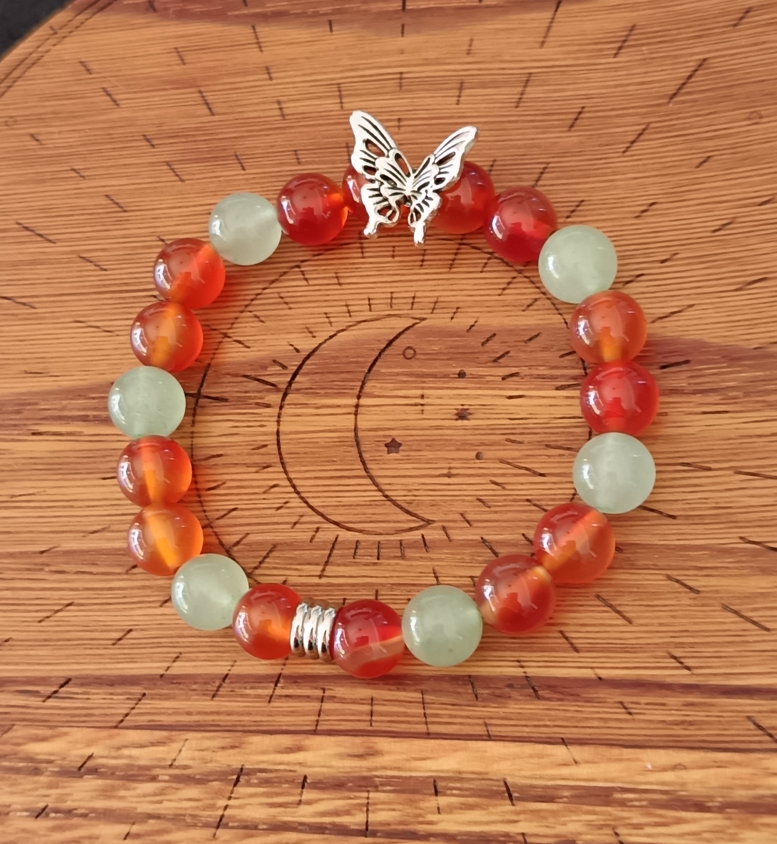 Bracelet "papillon" en aventurine et cornaline