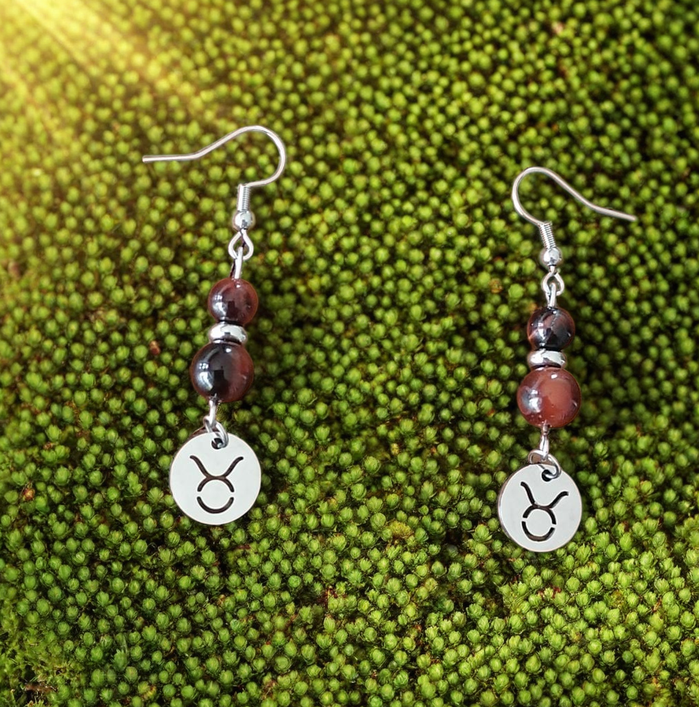 Boucles d'oreilles "astro taureau" en œil de taureau