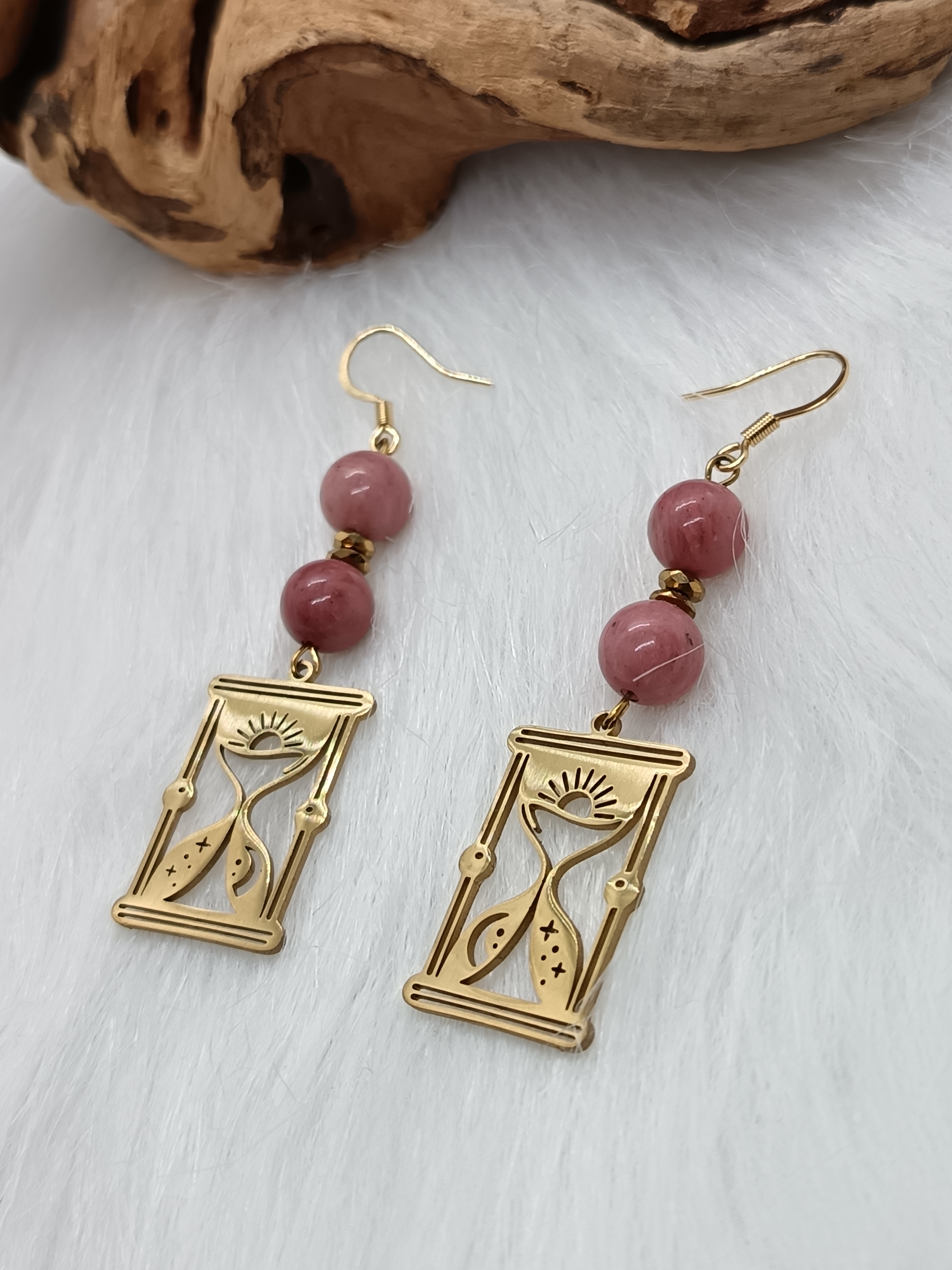 Boucles d'oreilles "bien-être" en rhodonite