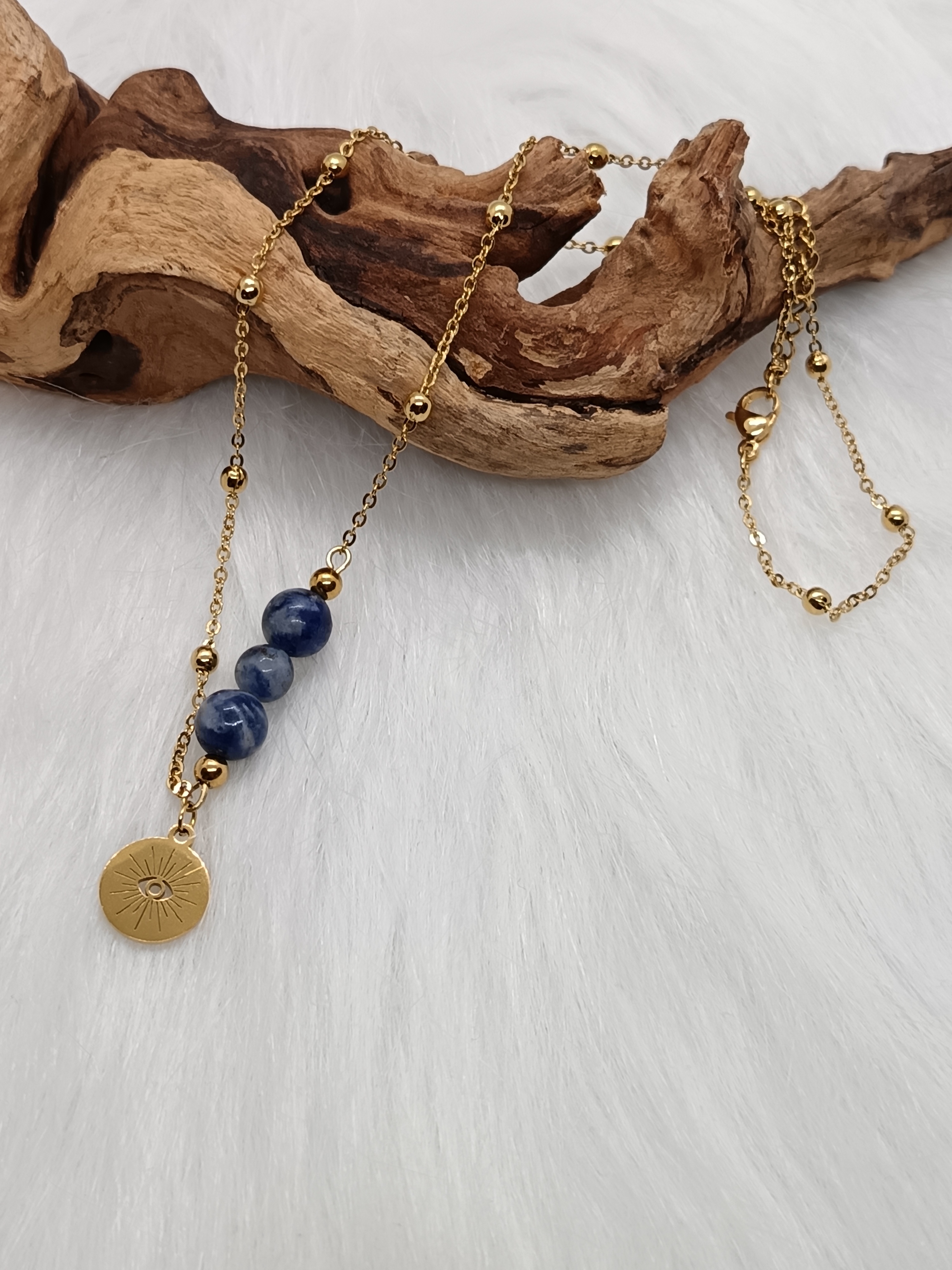 Collier "soleil" en sodalite