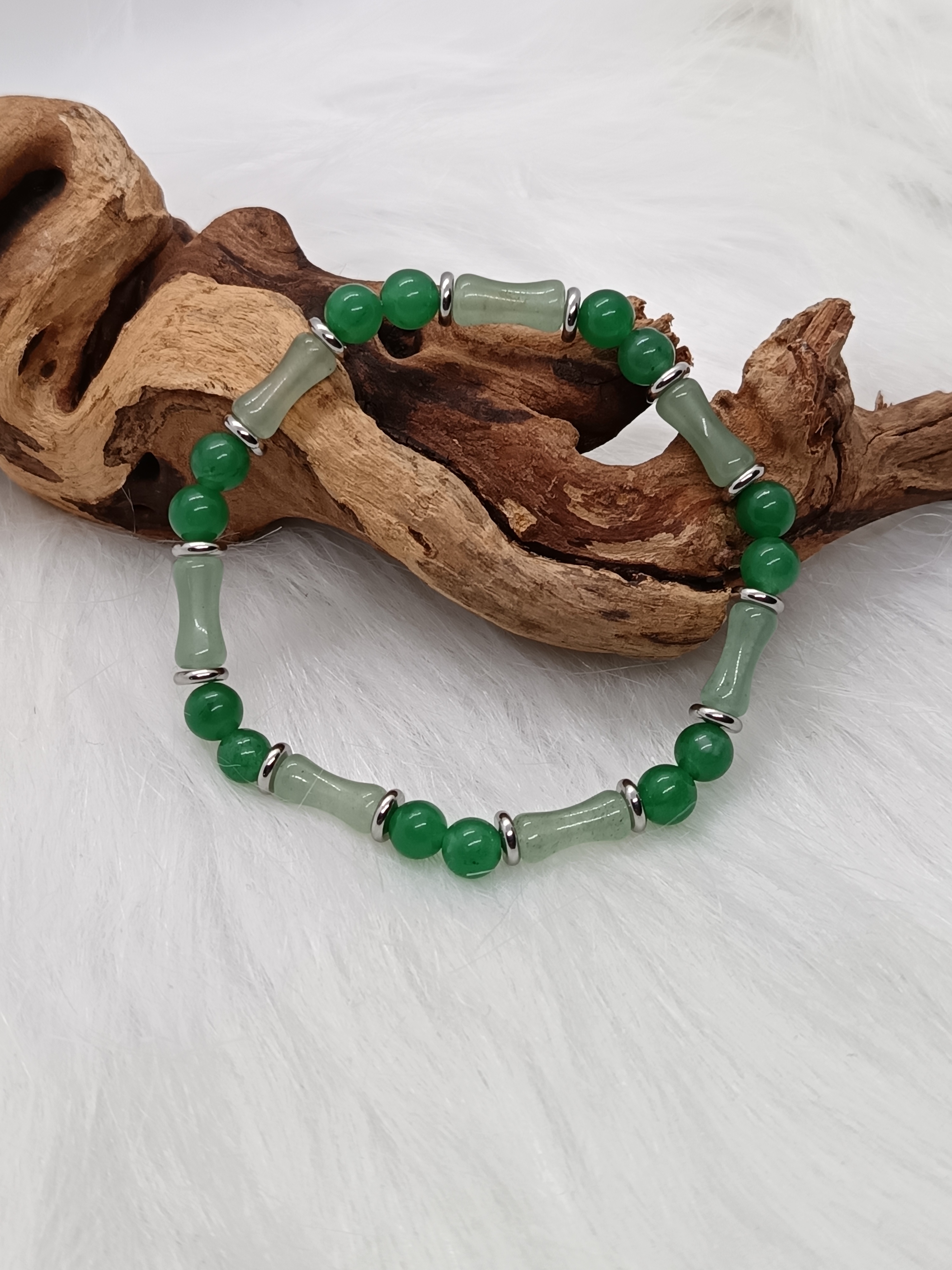 Bracelet "bambou" en aventurine verte