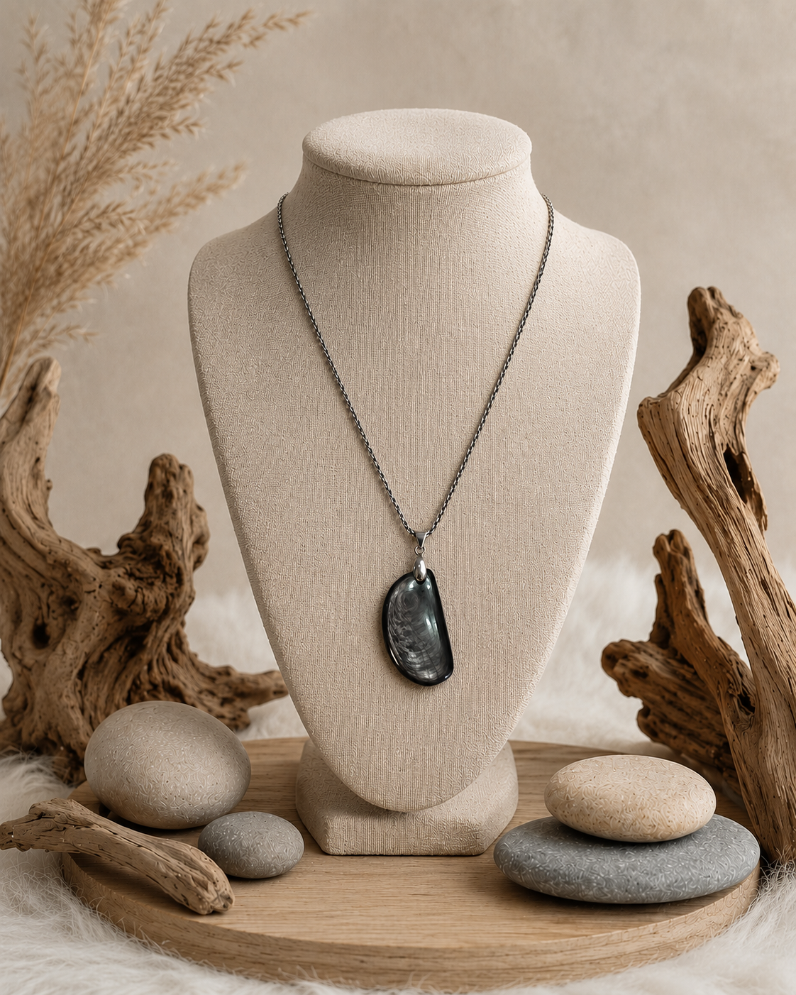 Collier "vitalité et sérénité" en hypersthène