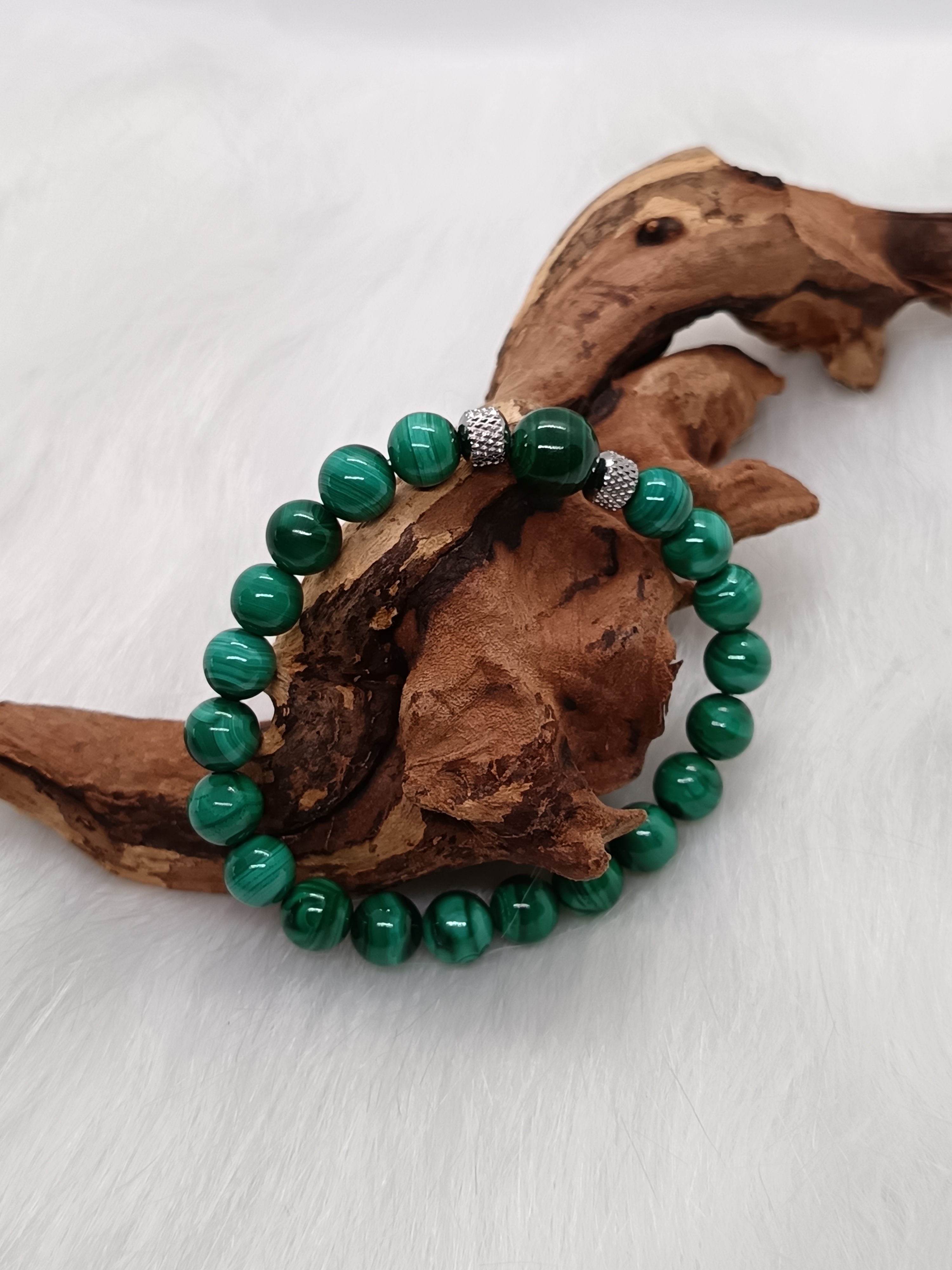 Bracelet "apaisant" en malachite naturelle