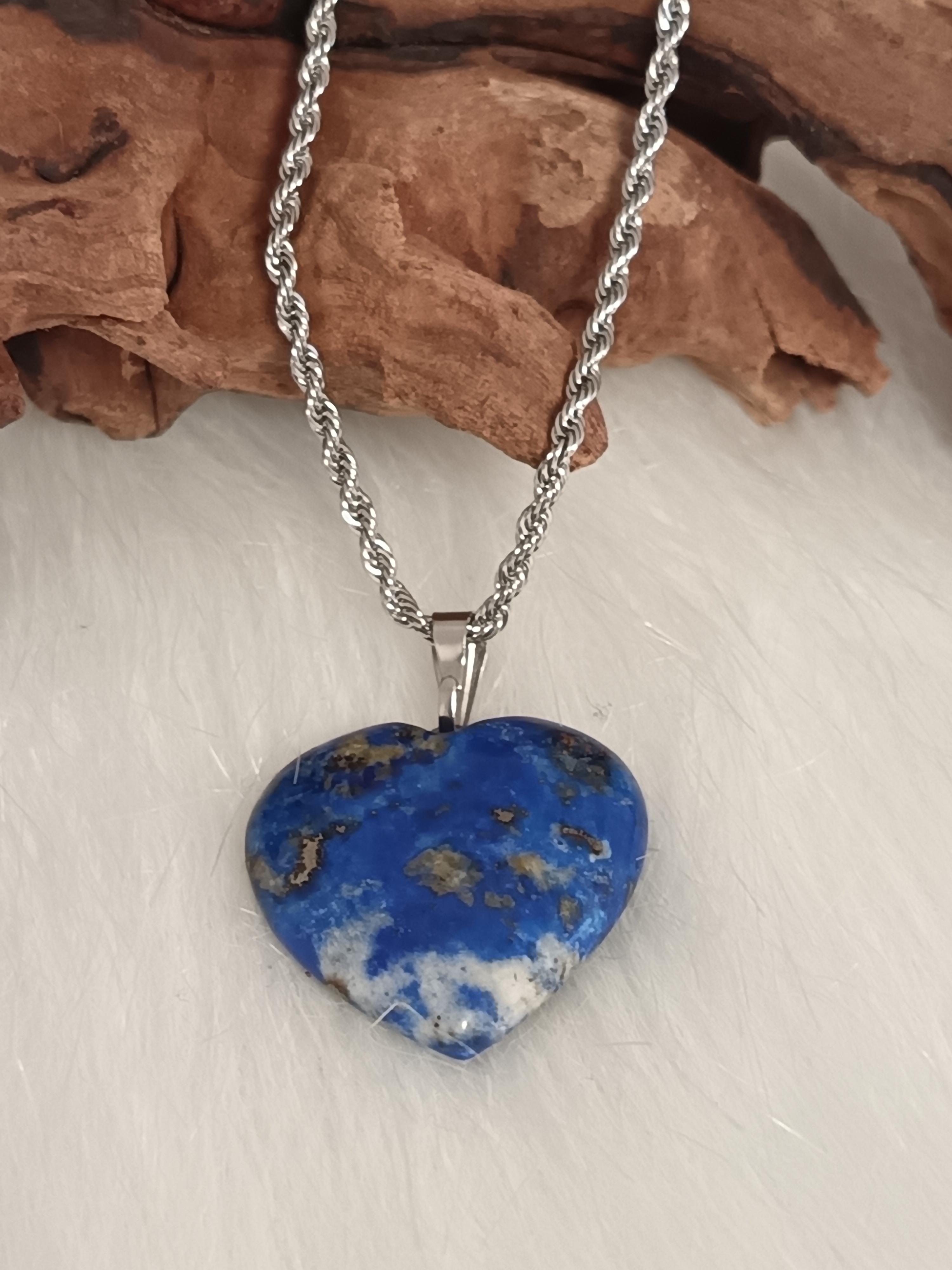 Collier "mon cœur" en lapis lazuli 