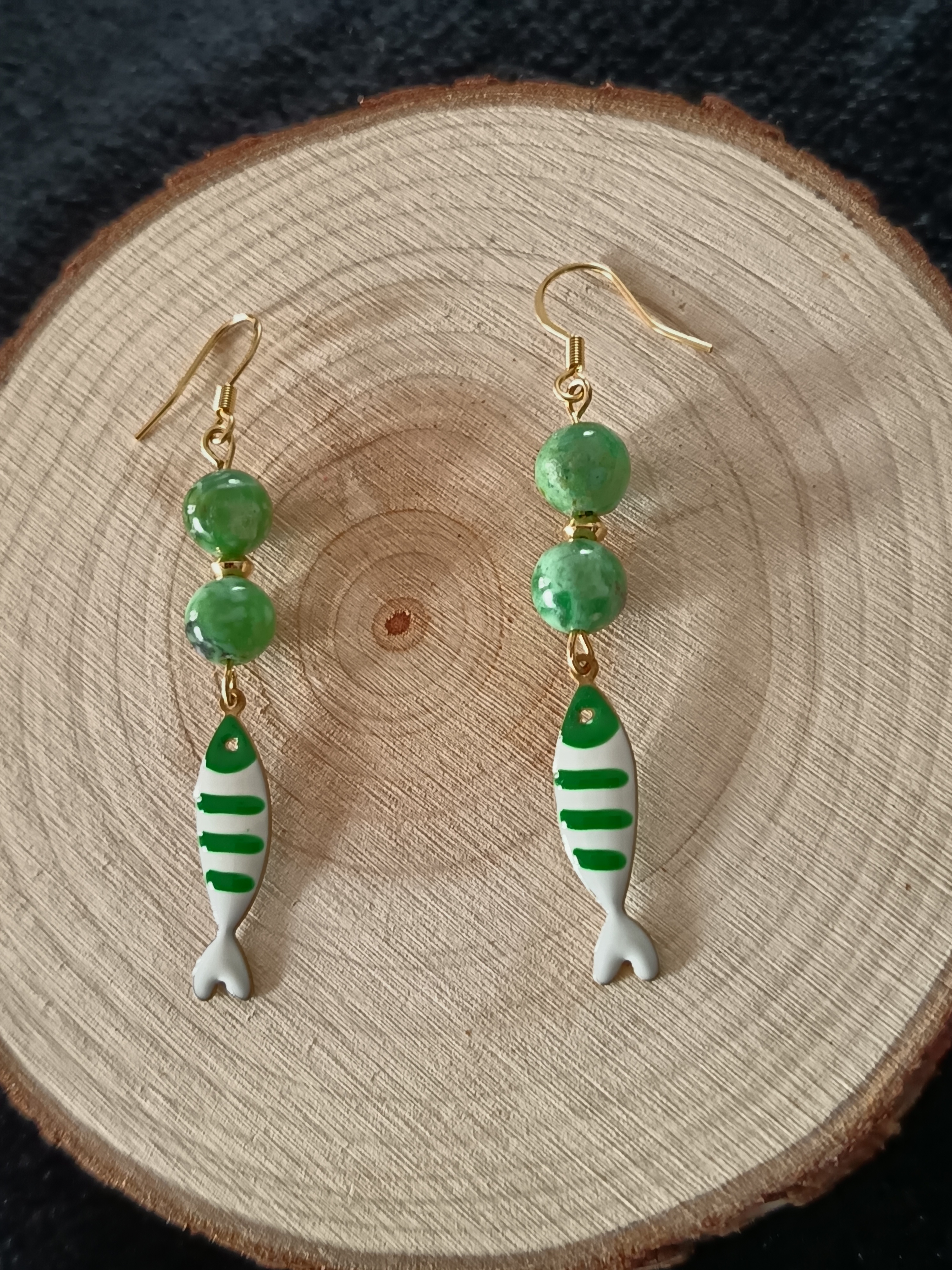 Boucles d'oreilles "poisson" en variscite 