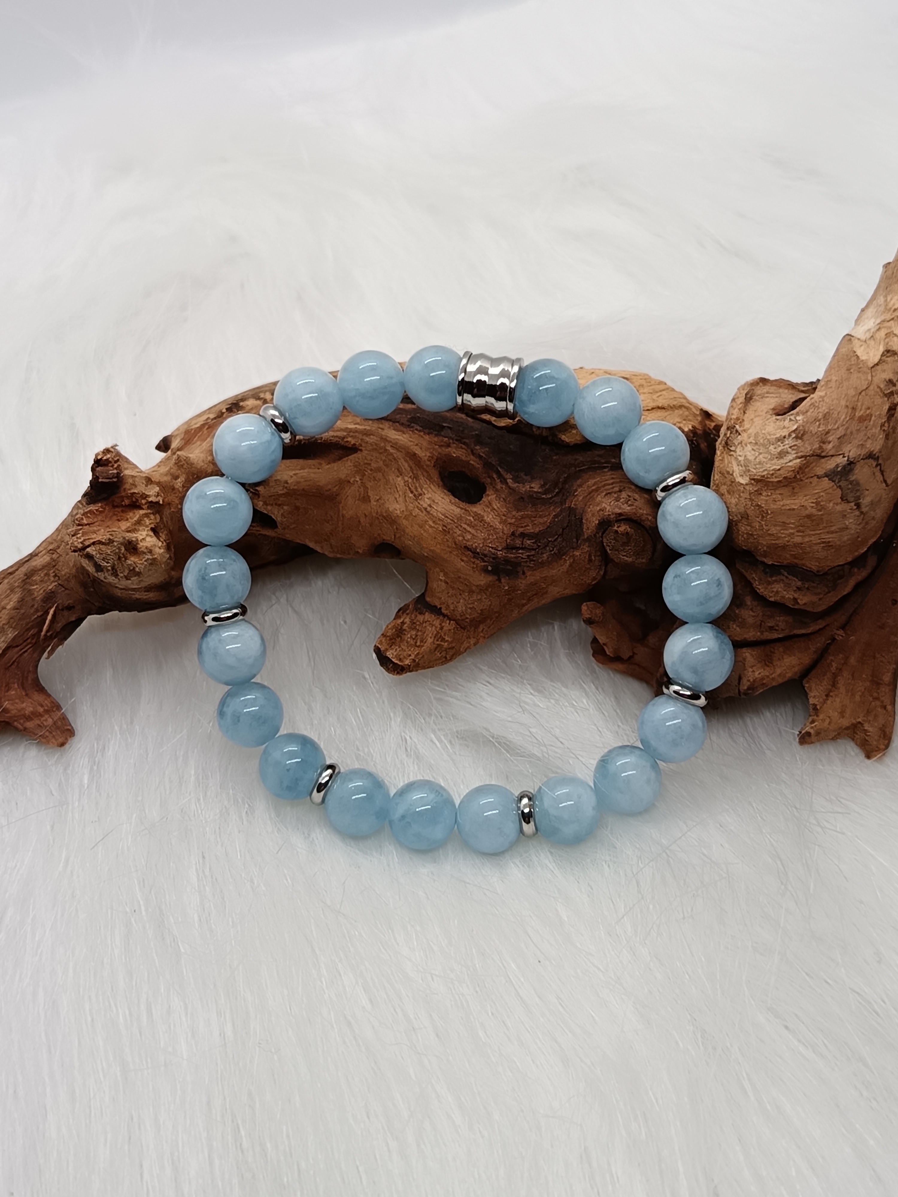 Bracelet "positivité" en aigue-marine