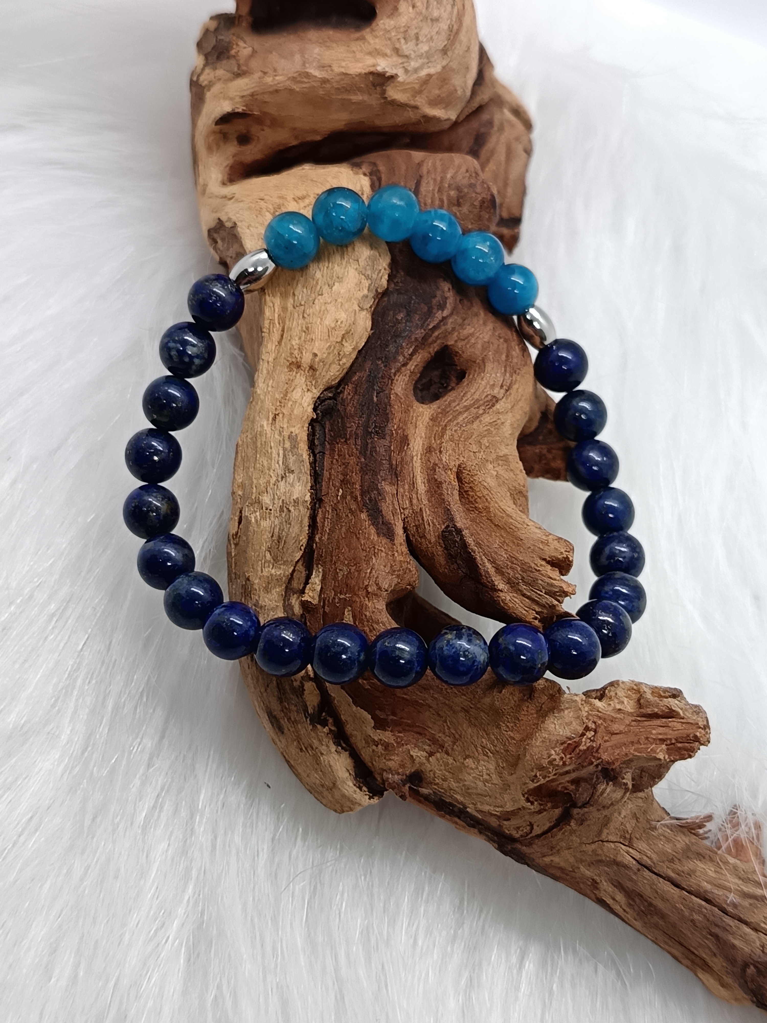 Bracelet "zen" en lapis lazuli et apatite bleue