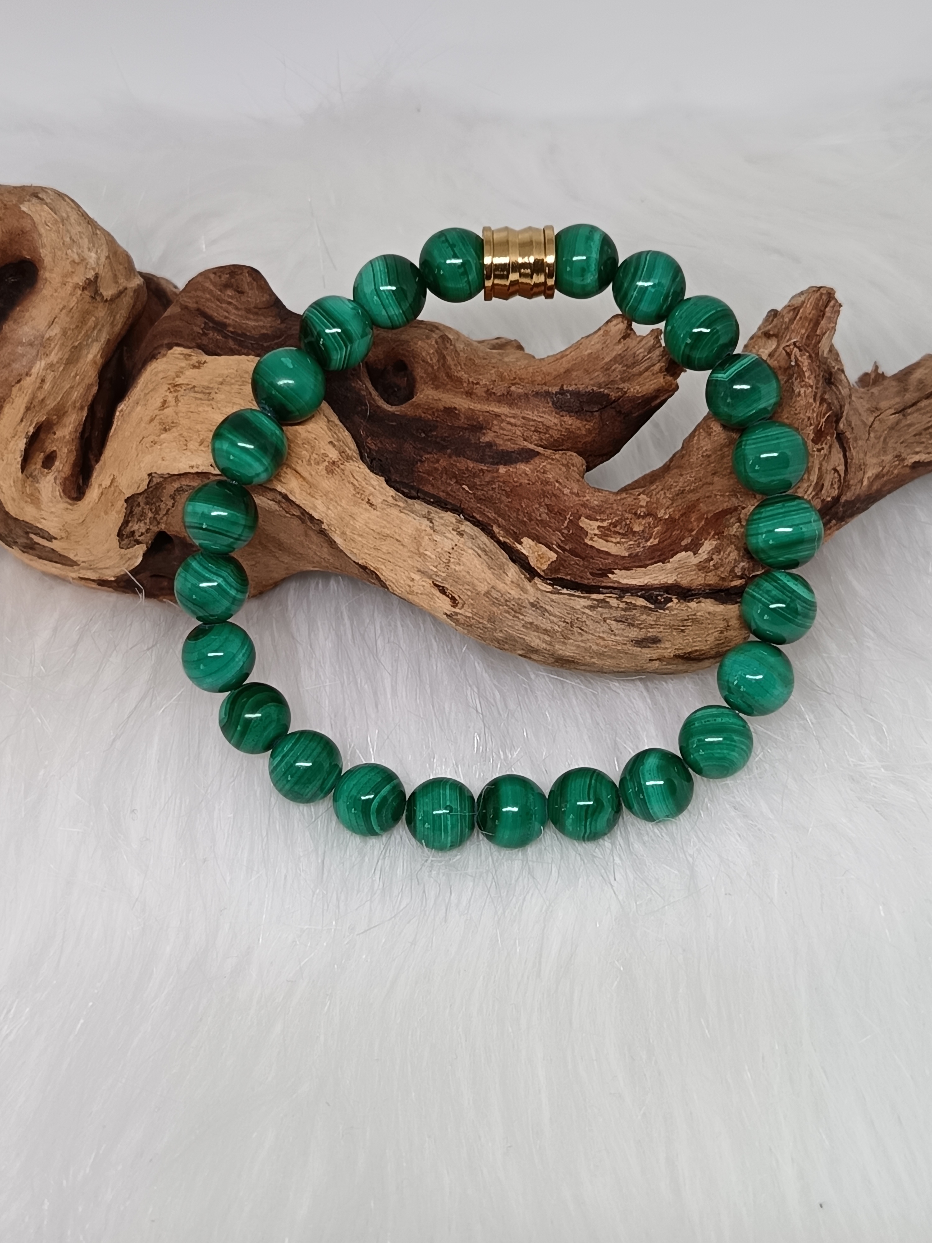 Bracelet "apaisant" en malachite naturelle 