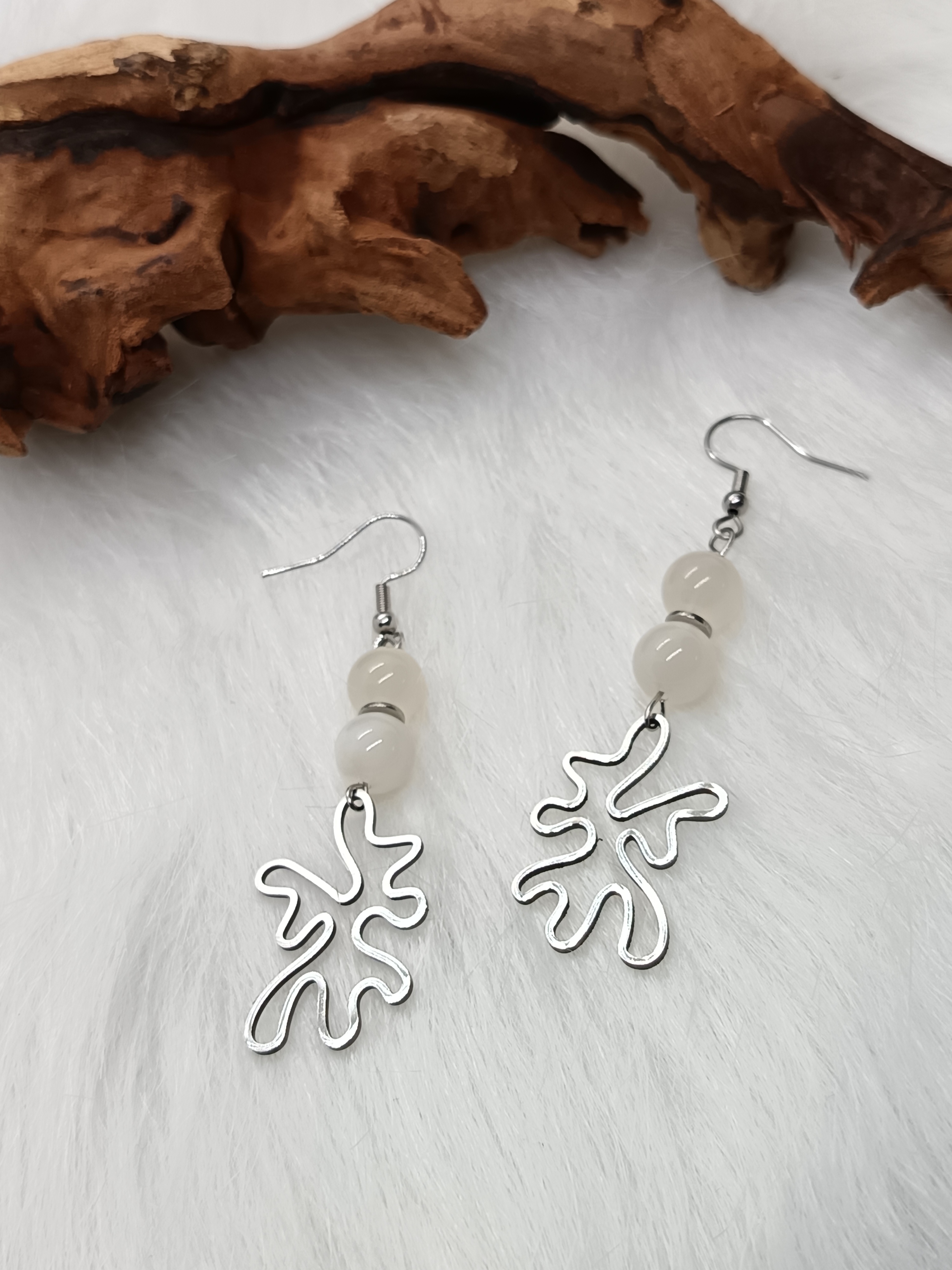 Boucles d'oreilles "splash" en pierre de lune