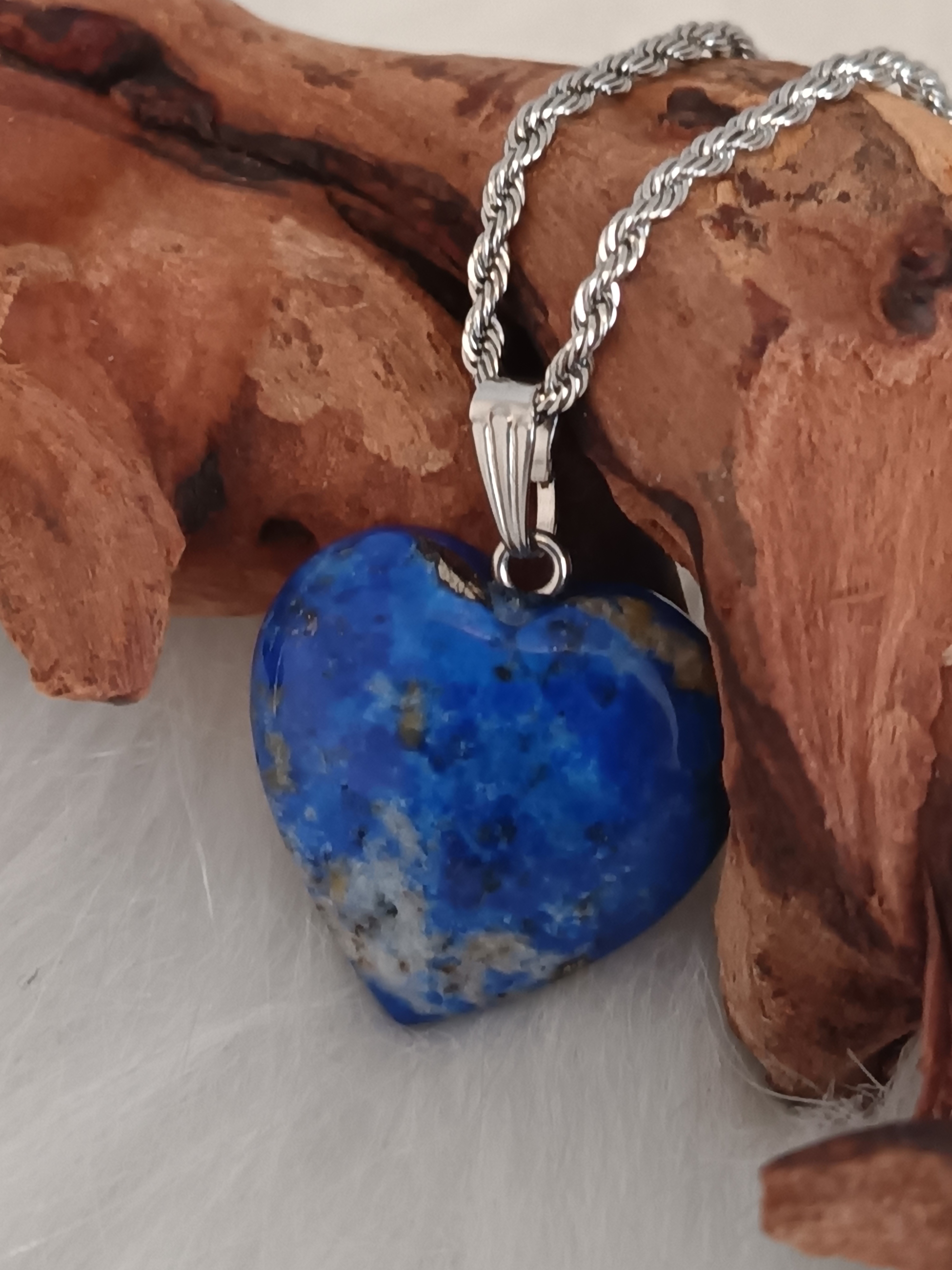 Collier "mon cœur" en lapis lazuli 