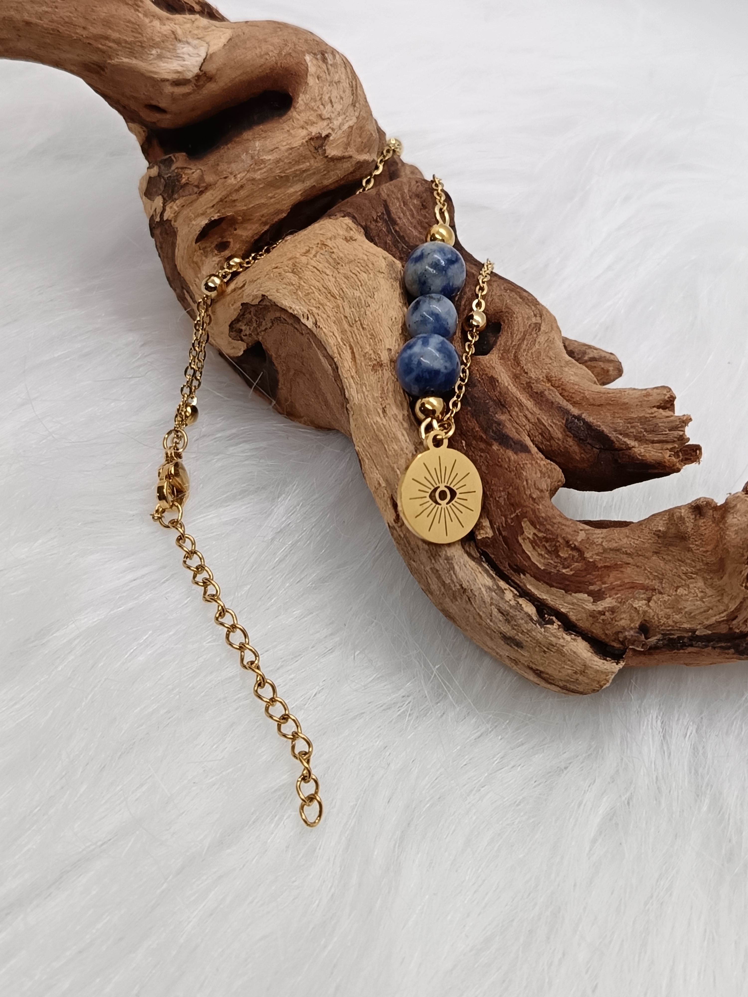 Collier "soleil" en sodalite