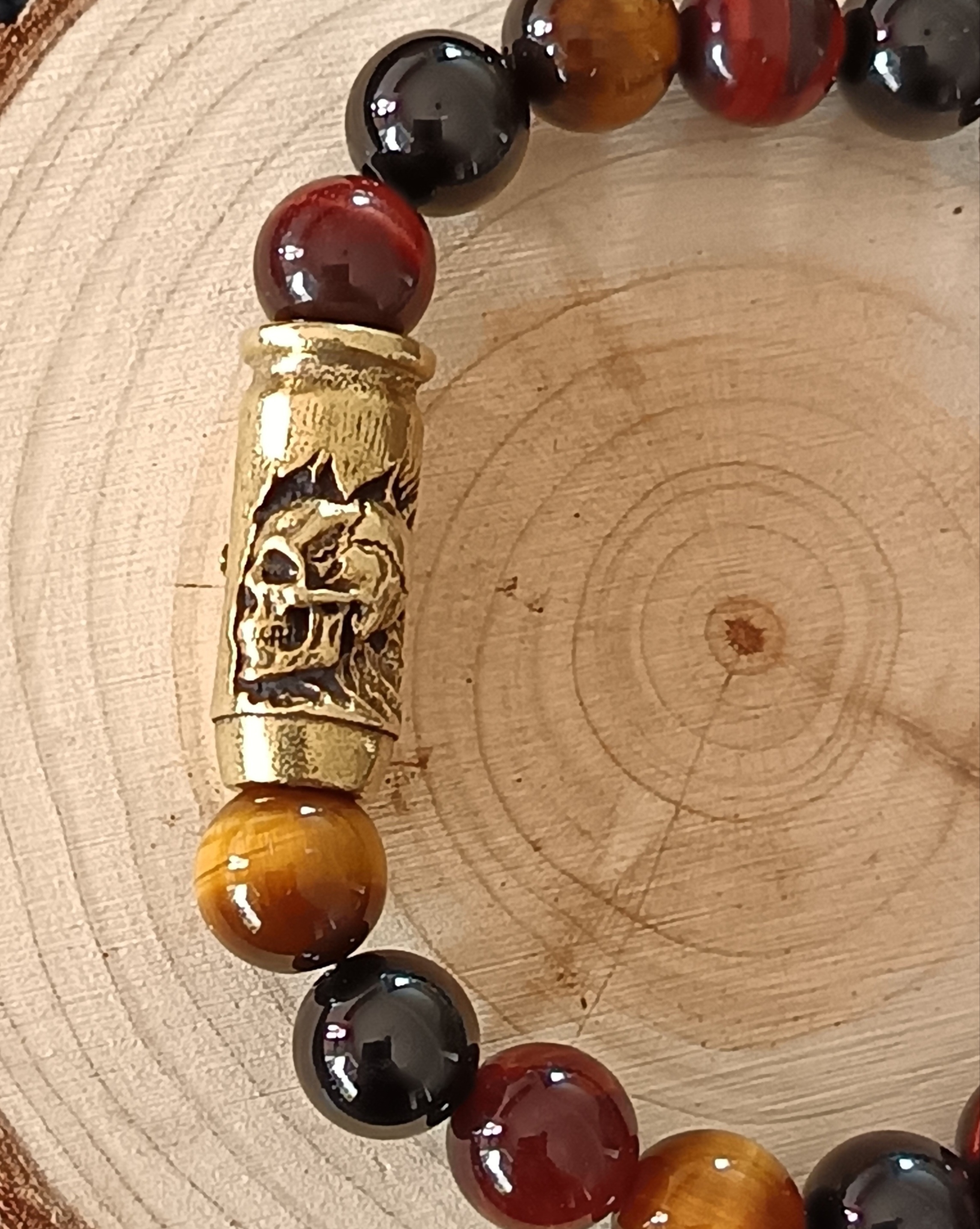 Bracelet "protection" en œil de tigre, onyx et œil de taureau