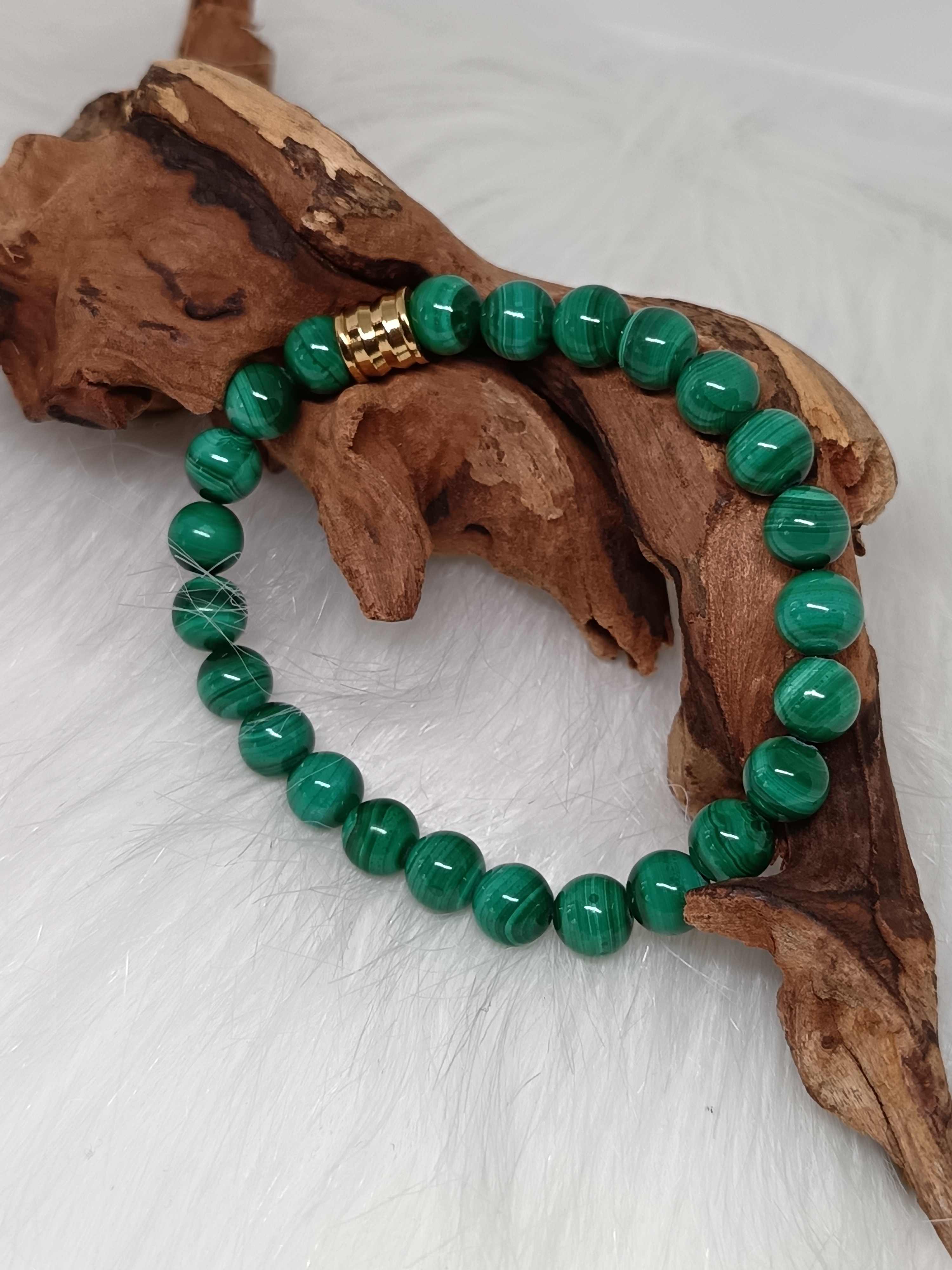 Bracelet "apaisant" en malachite naturelle 