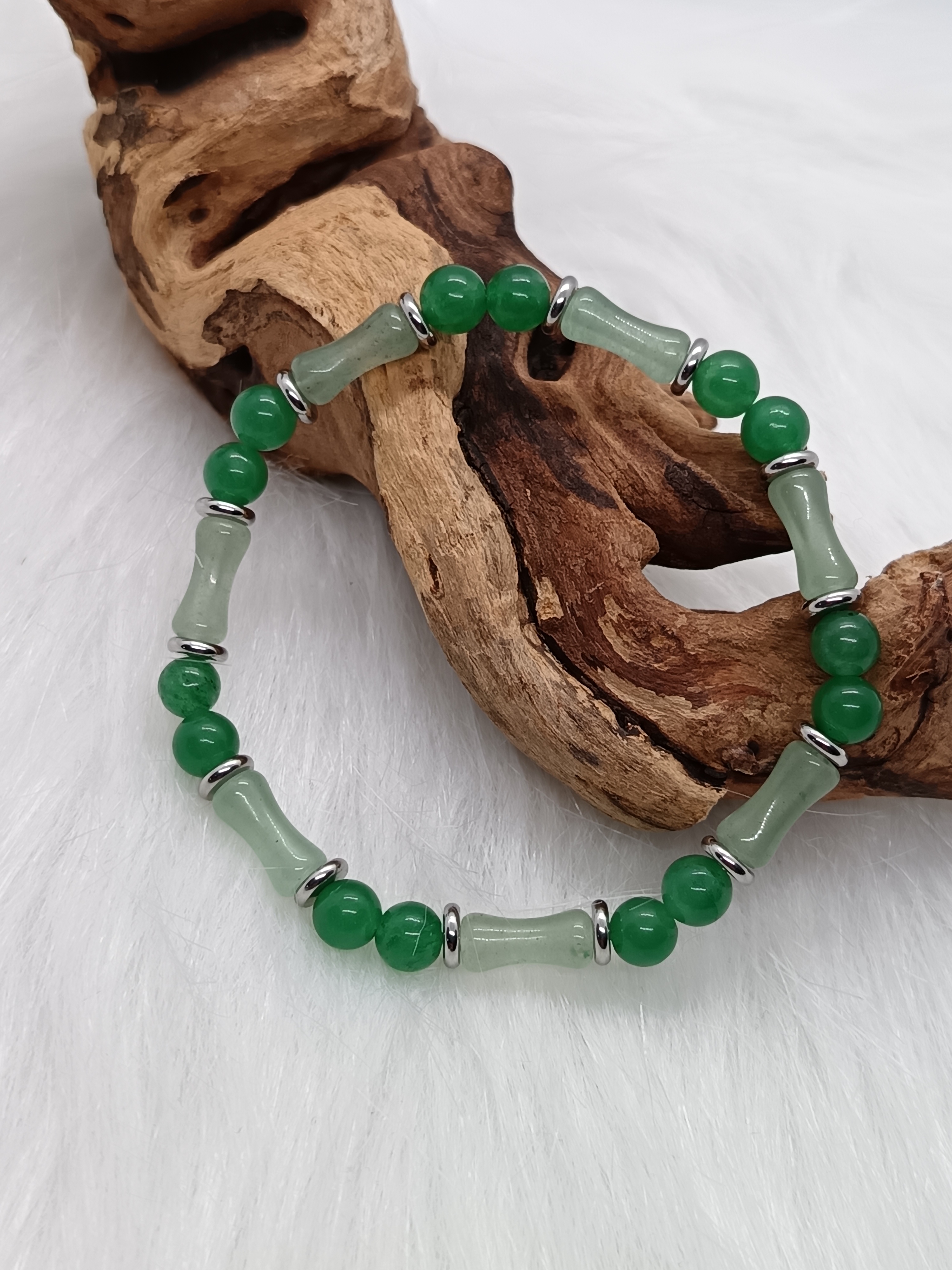 Bracelet "bambou" en aventurine verte