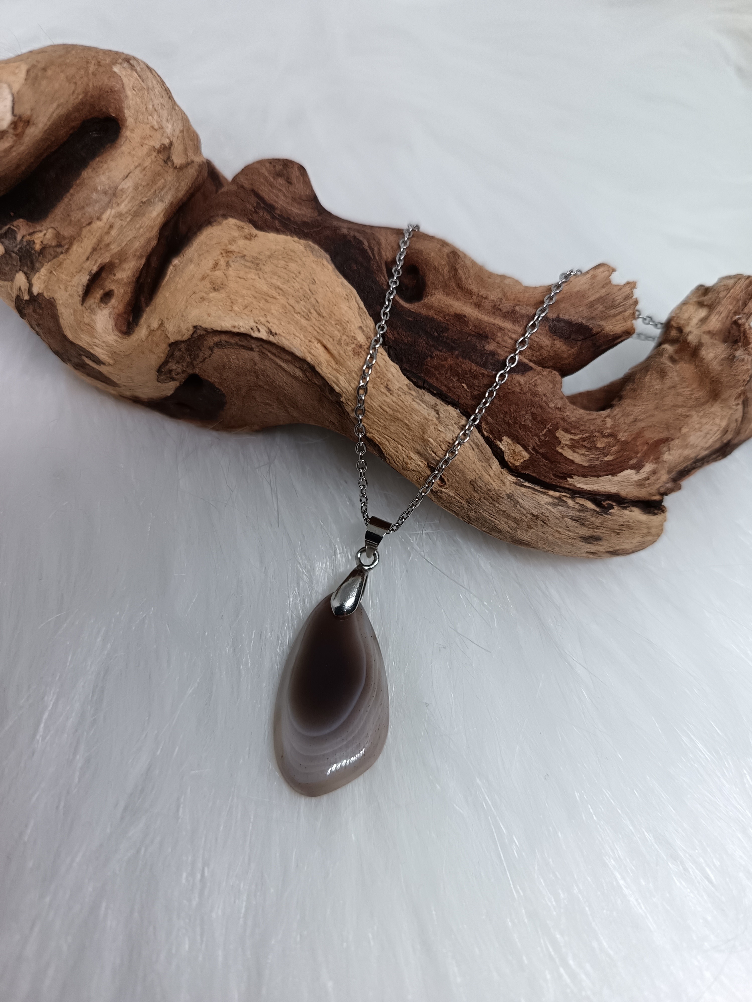 Collier "harmonie" en agate de Botswana