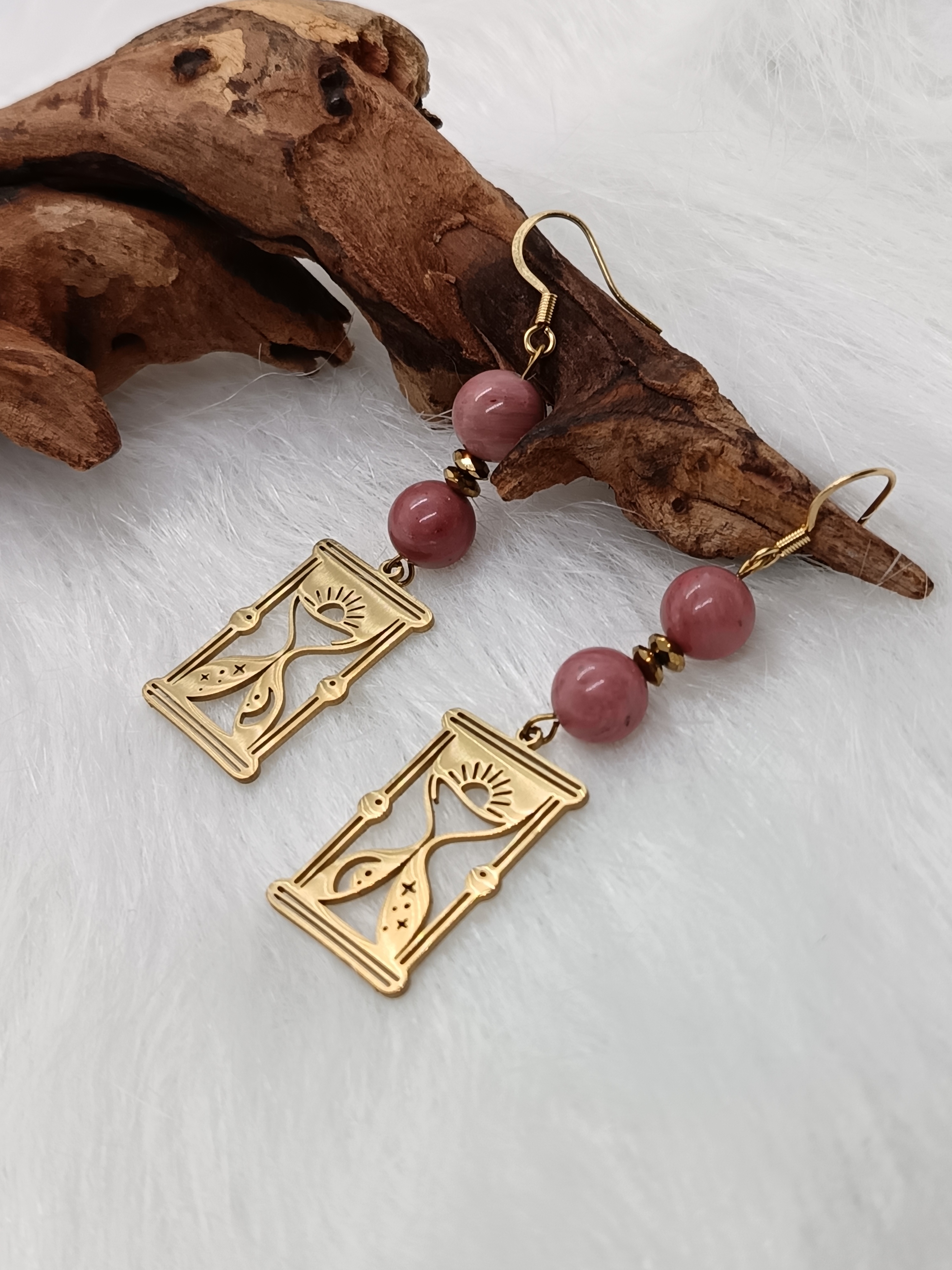 Boucles d'oreilles "bien-être" en rhodonite