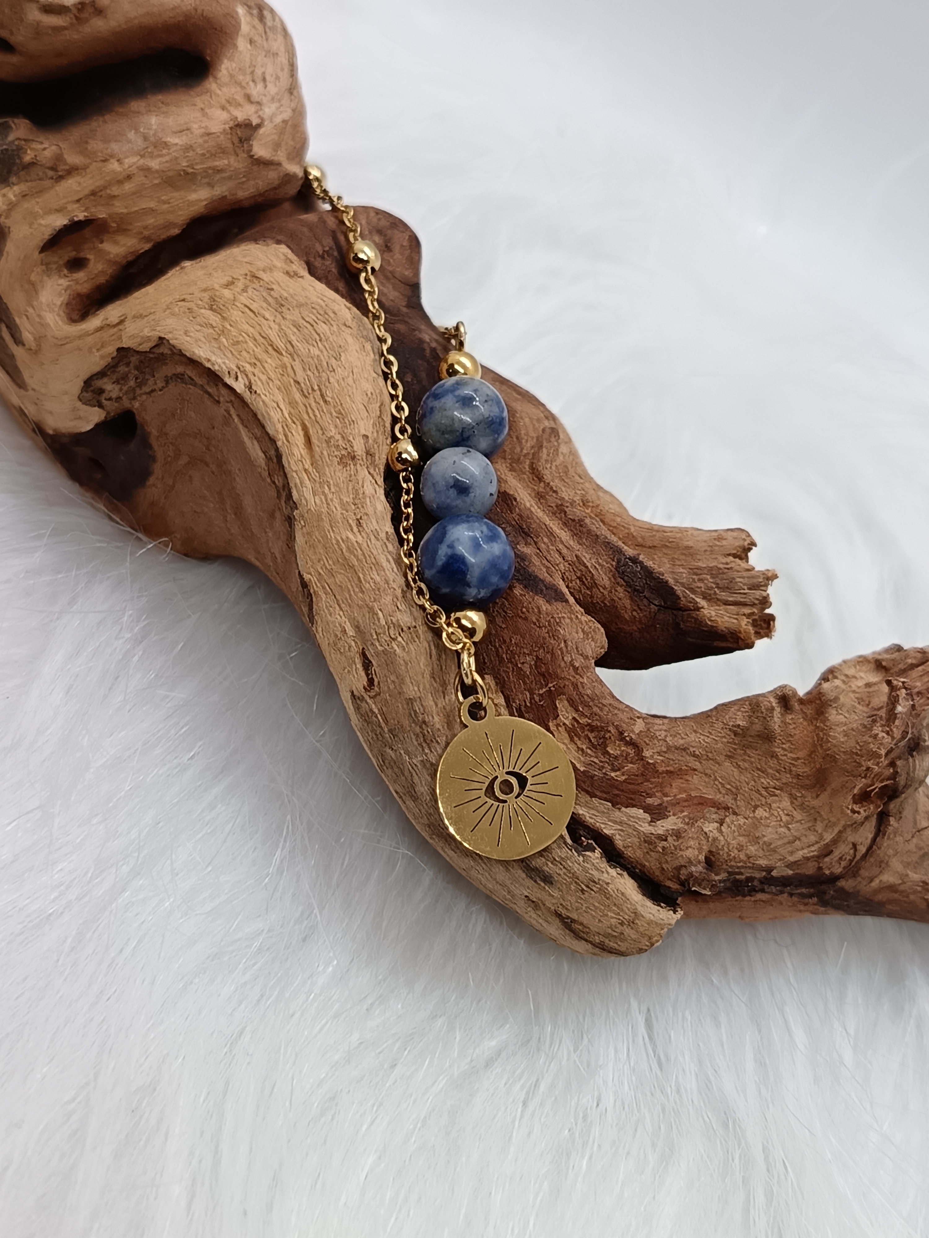 Collier "soleil" en sodalite