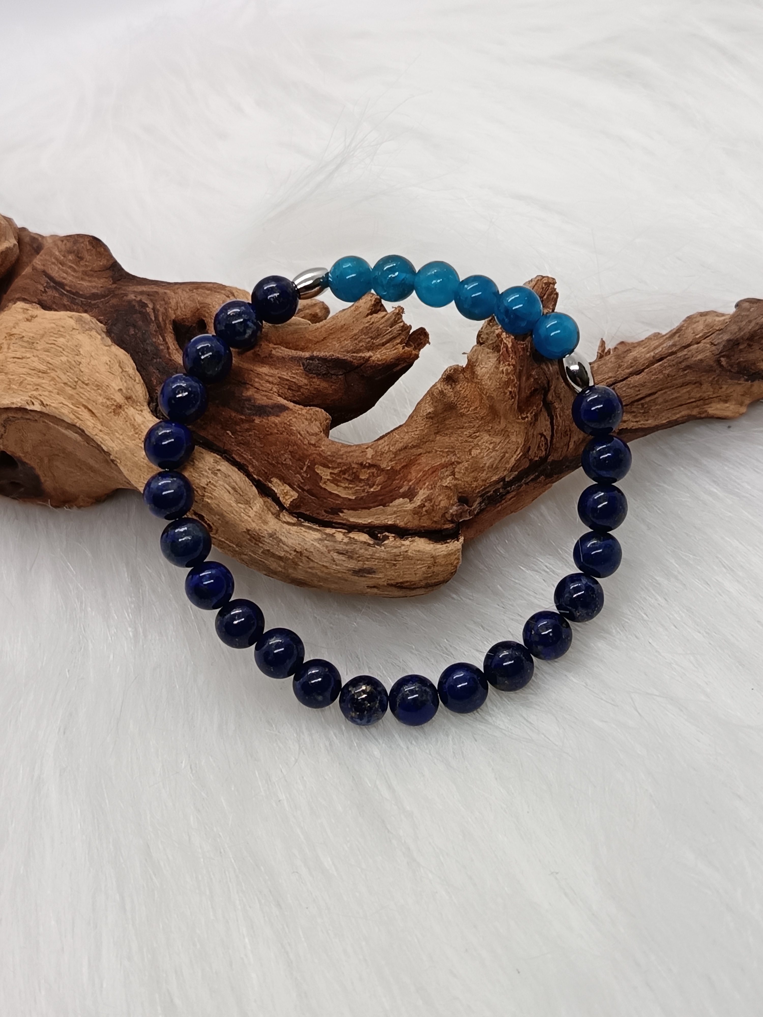 Bracelet "zen" en lapis lazuli et apatite bleue