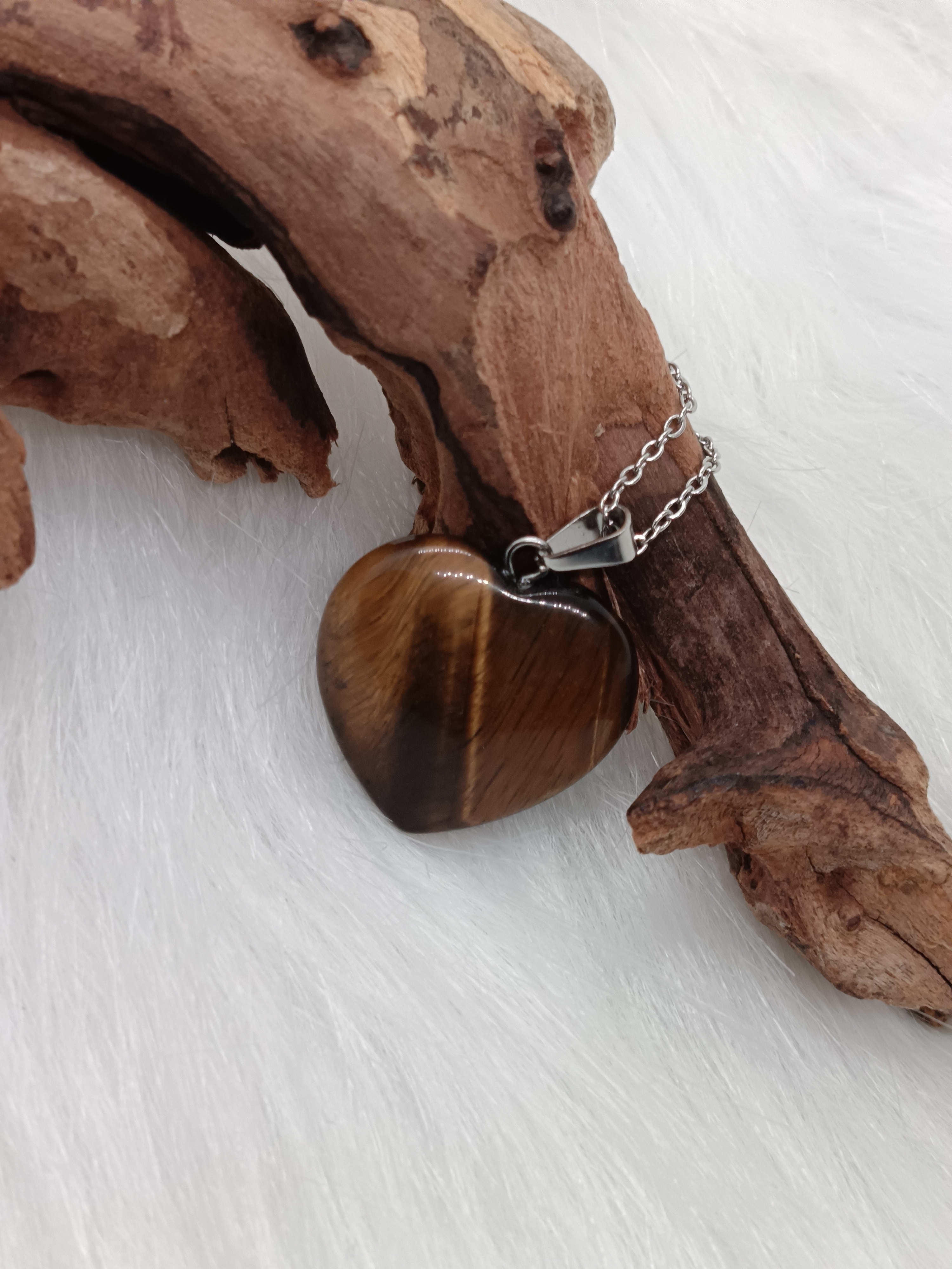 Collier "mon cœur" en œil de tigre 